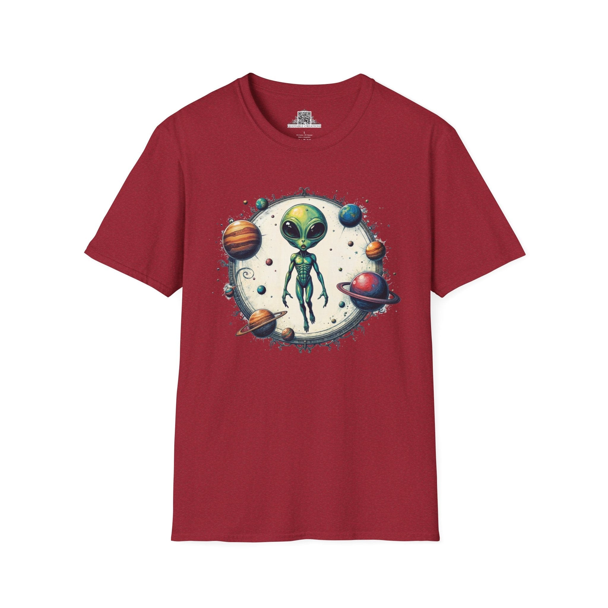 Printify T-Shirt S / Antique Cherry Red T-Shirt - Lost in Space, But Finding Fun Everywhere! - Alien & Space