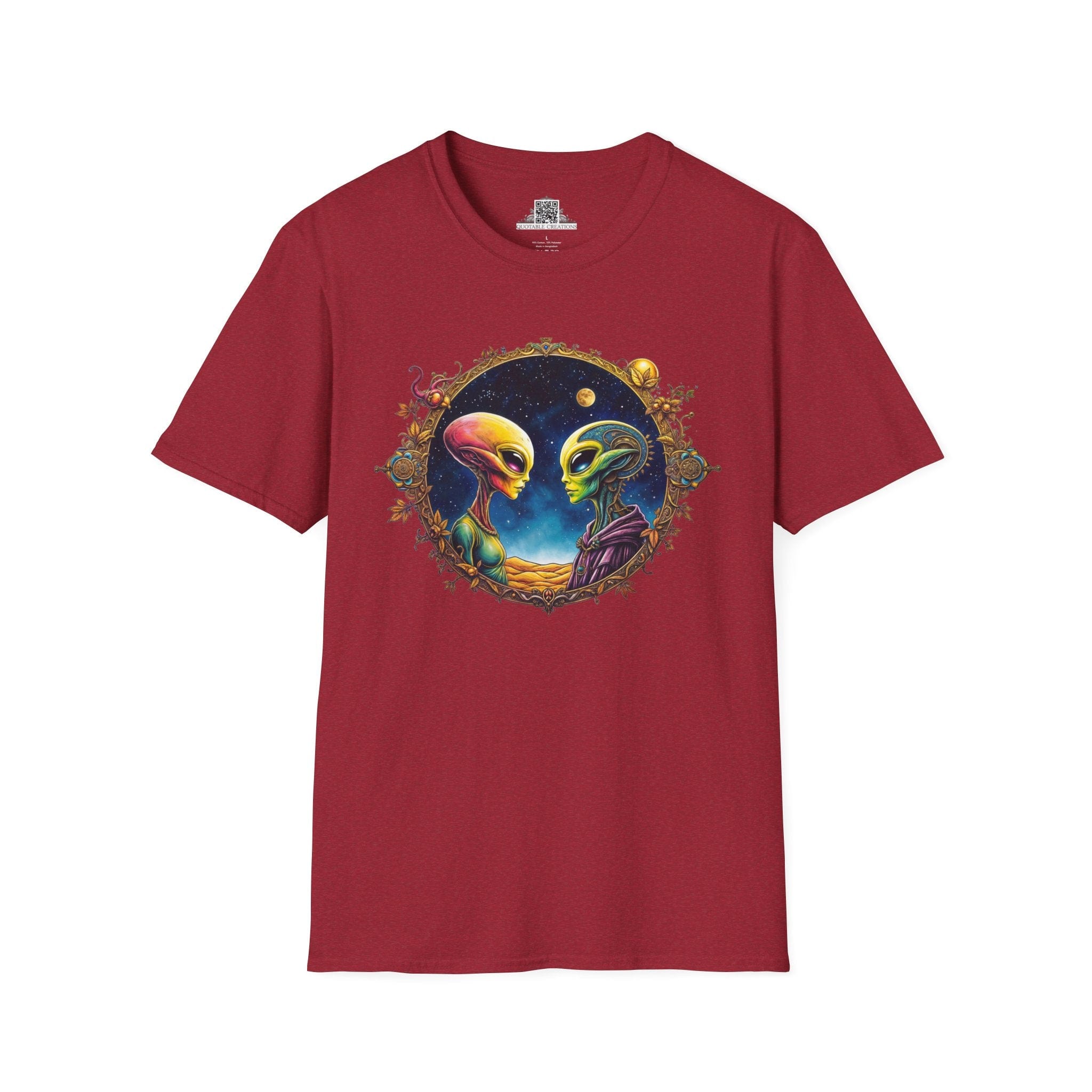 Printify T-Shirt S / Antique Cherry Red T-Shirt - We Are Not Alone - The Party Just Got Started! - Alien & Space