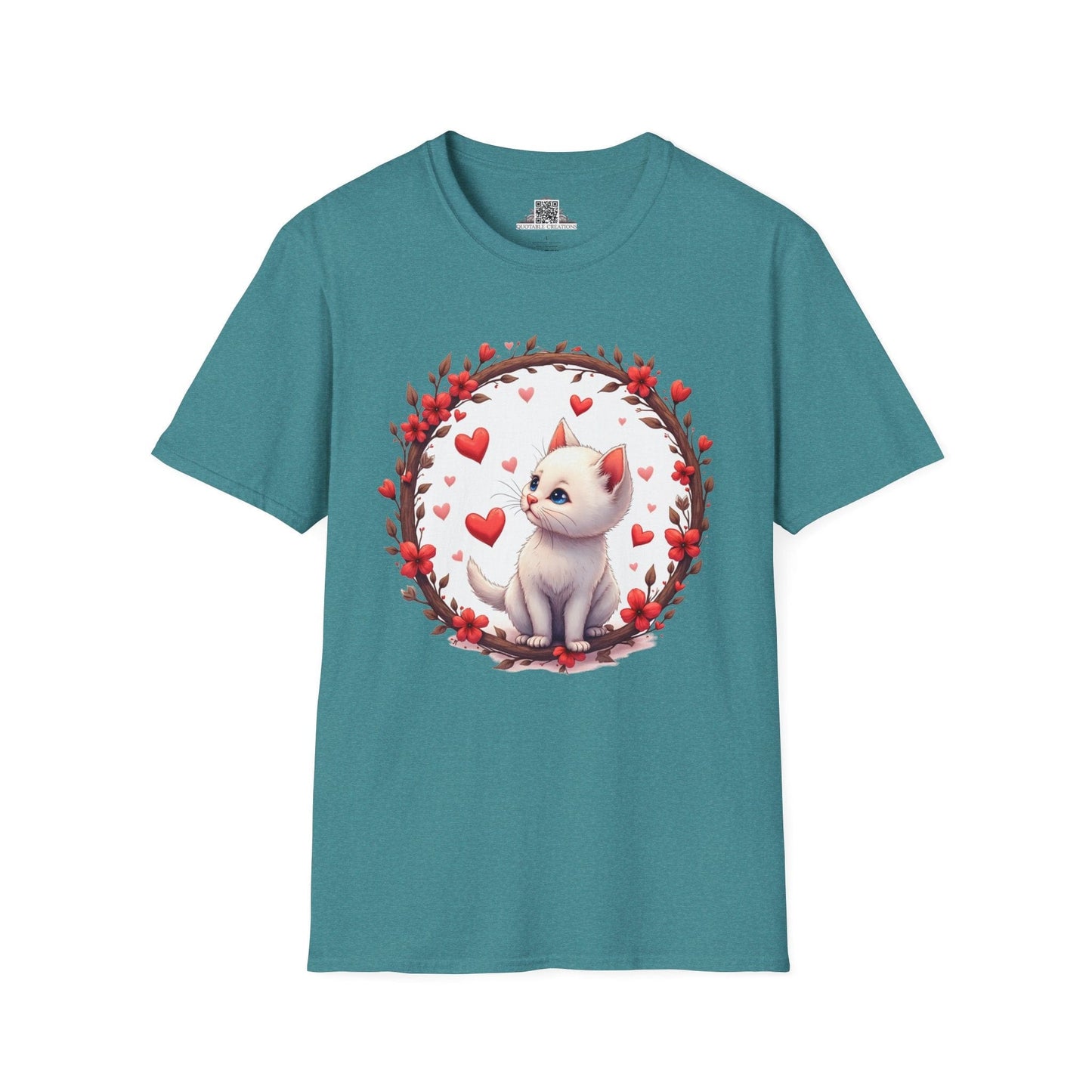 Printify T-Shirt S / Heather Galapagos Blue Fur-ever Love Kitten - Love & Fun T-Shirt