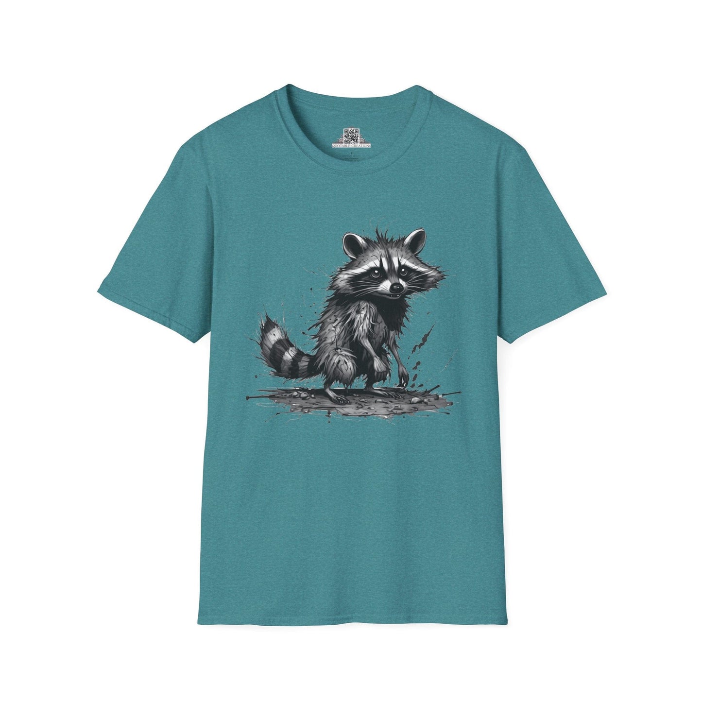 Printify T-Shirt S / Heather Galapagos Blue T-Shirt - I'm Fine Raccoon - Everything's Fine