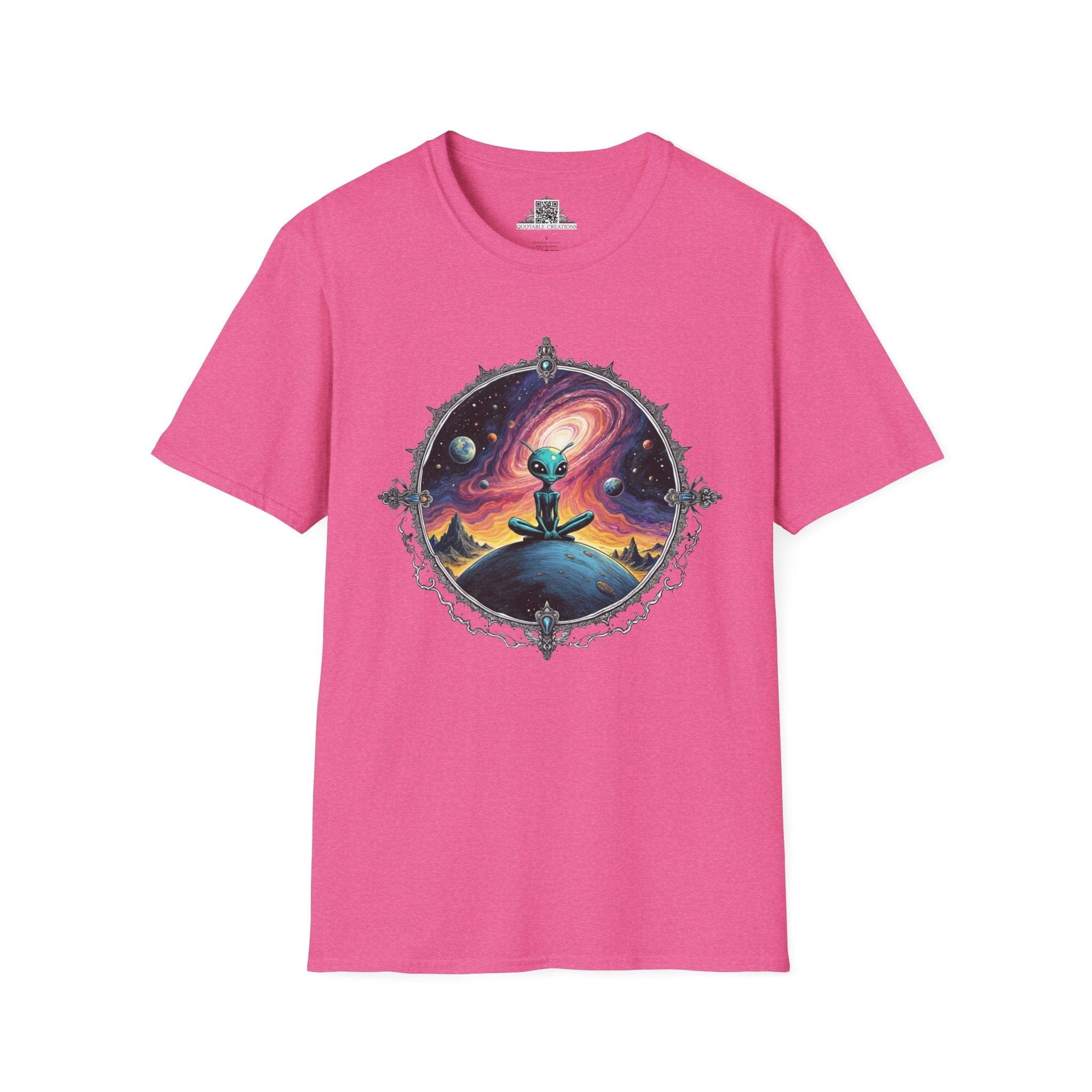 Printify T-Shirt S / Heather Heliconia T-Shirt - Exploring the Cosmos, One Planet at a Time! - Alien & Space