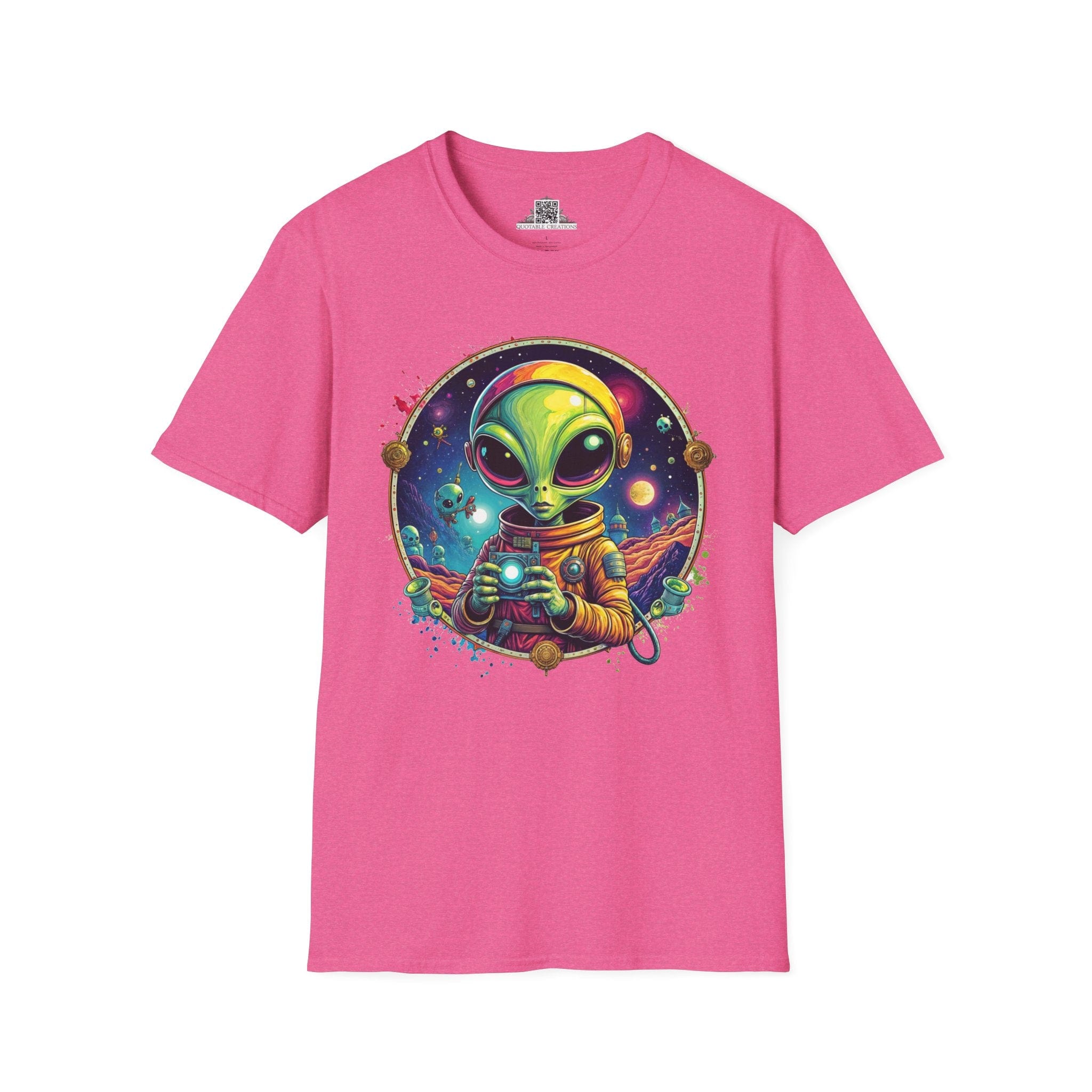 Printify T-Shirt S / Heather Heliconia T-Shirt - Take Me to Your Leader… After a Quick Selfie! - Alien & Space