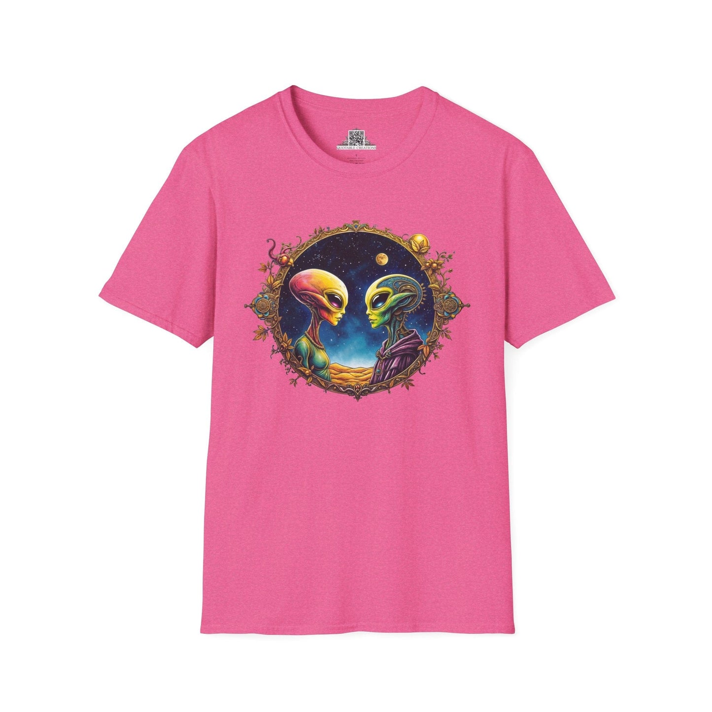 Printify T-Shirt S / Heather Heliconia T-Shirt - We Are Not Alone - The Party Just Got Started! - Alien & Space