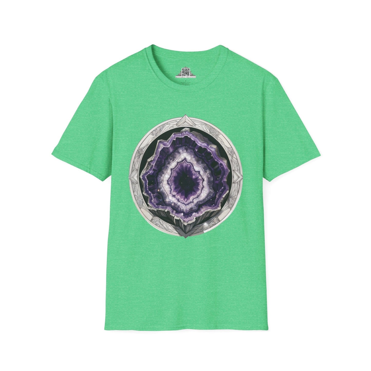 Printify T-Shirt S / Heather Irish Green Amethyst Crystals Gemstones - T-Shirt