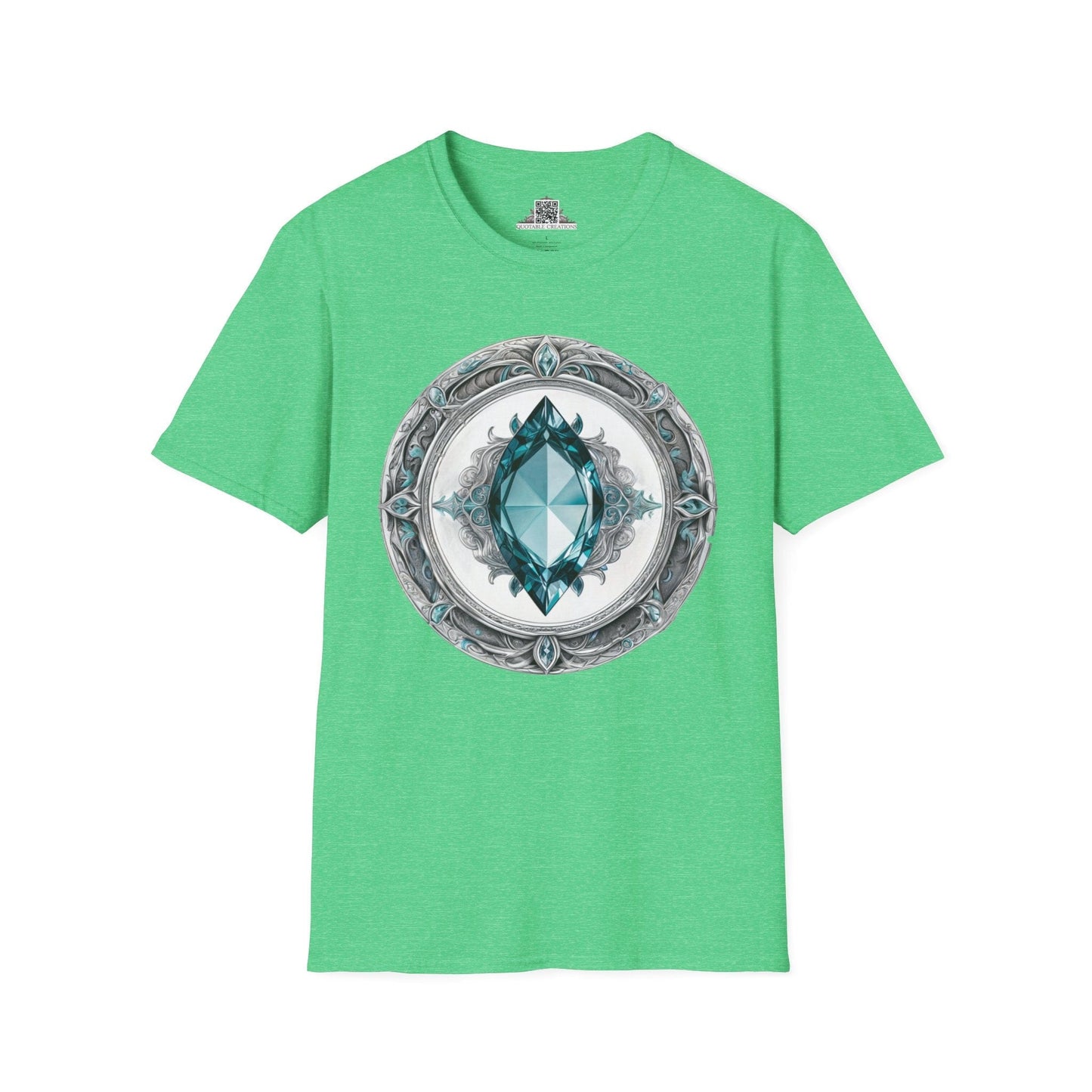 Printify T-Shirt S / Heather Irish Green Aquamarine Crystals Gemstones - T-Shirt