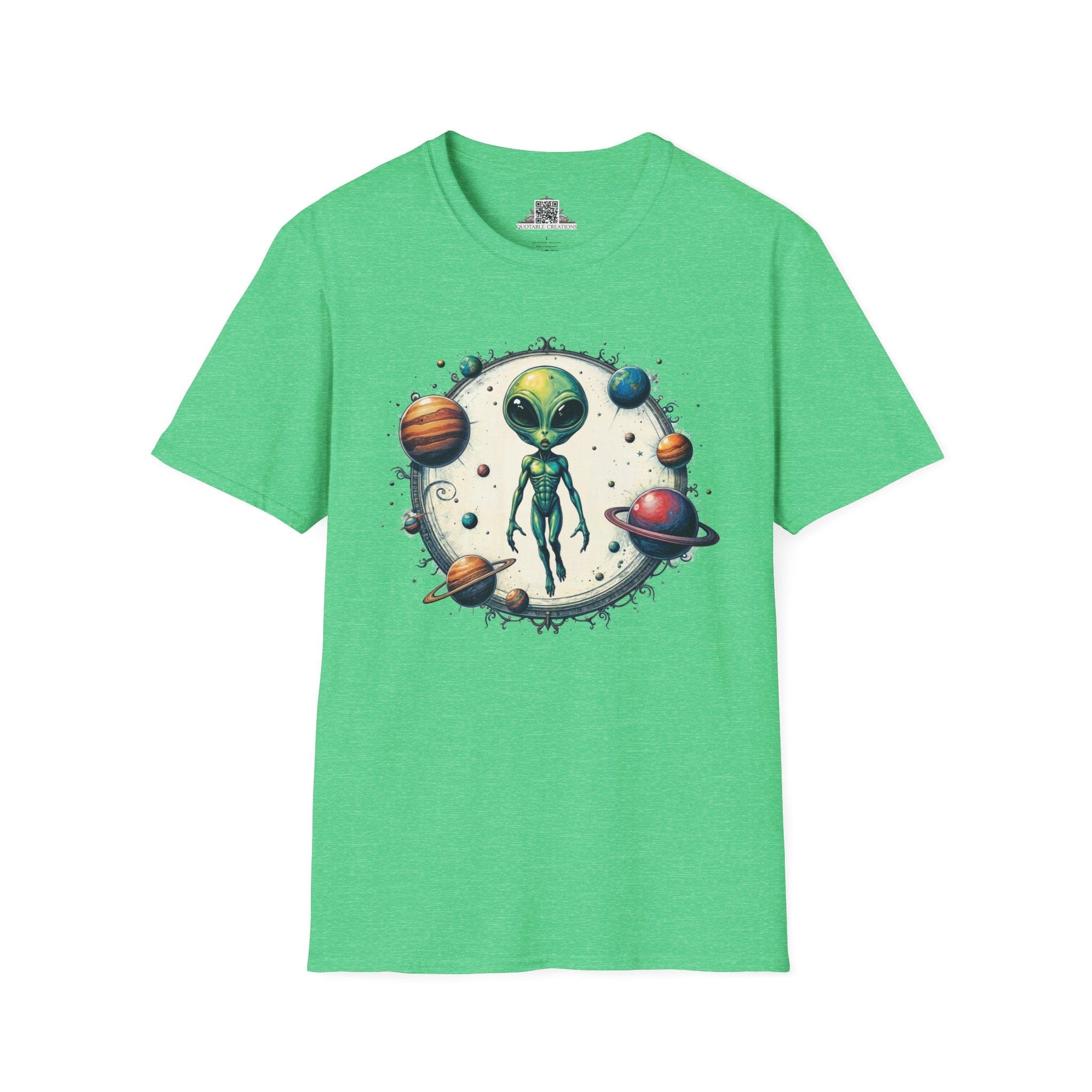 Printify T-Shirt S / Heather Irish Green T-Shirt - Lost in Space, But Finding Fun Everywhere! - Alien & Space