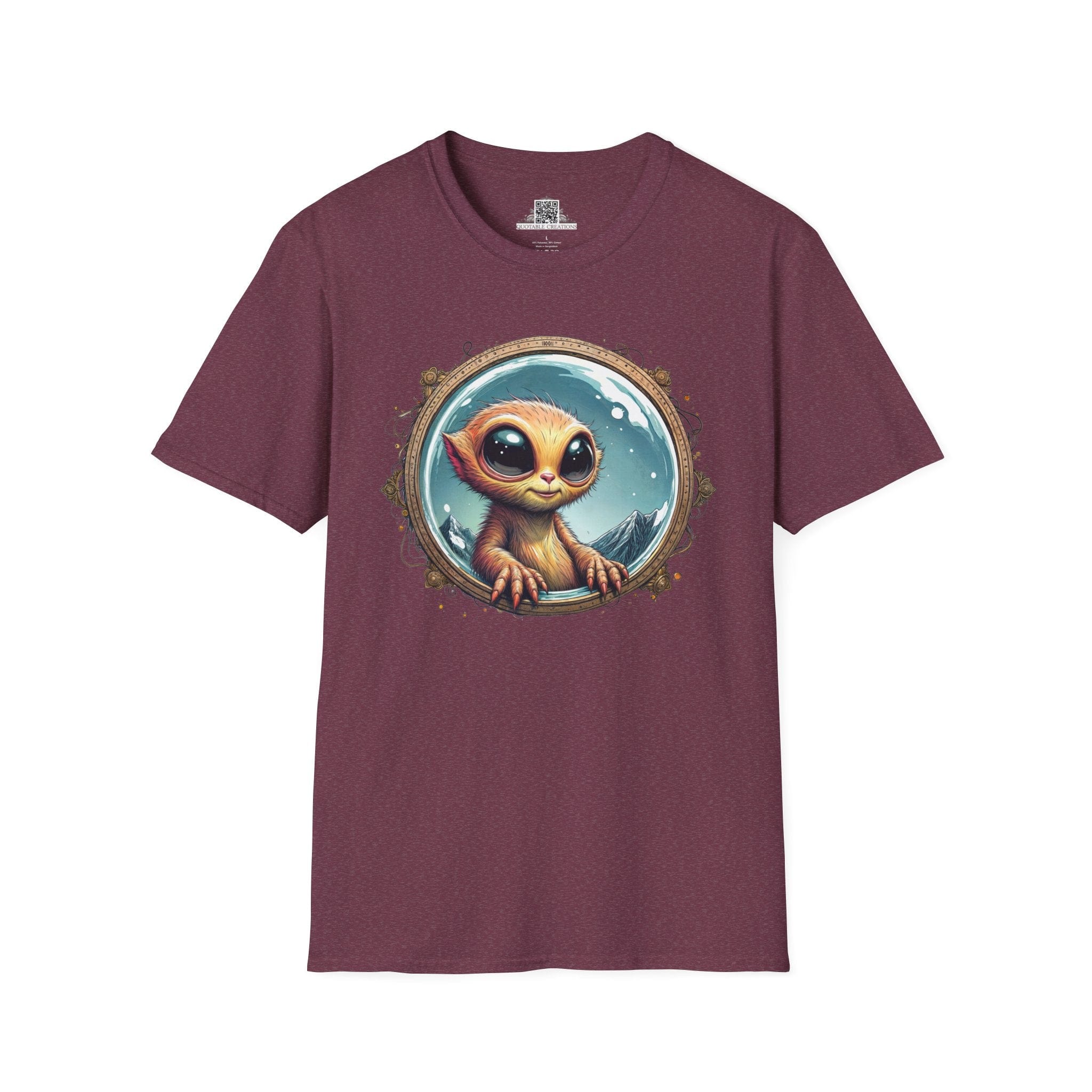 Printify T-Shirt S / Heather Maroon T-Shirt - Earthlings are Strange, But We Embrace the Weird! - Alien & Space