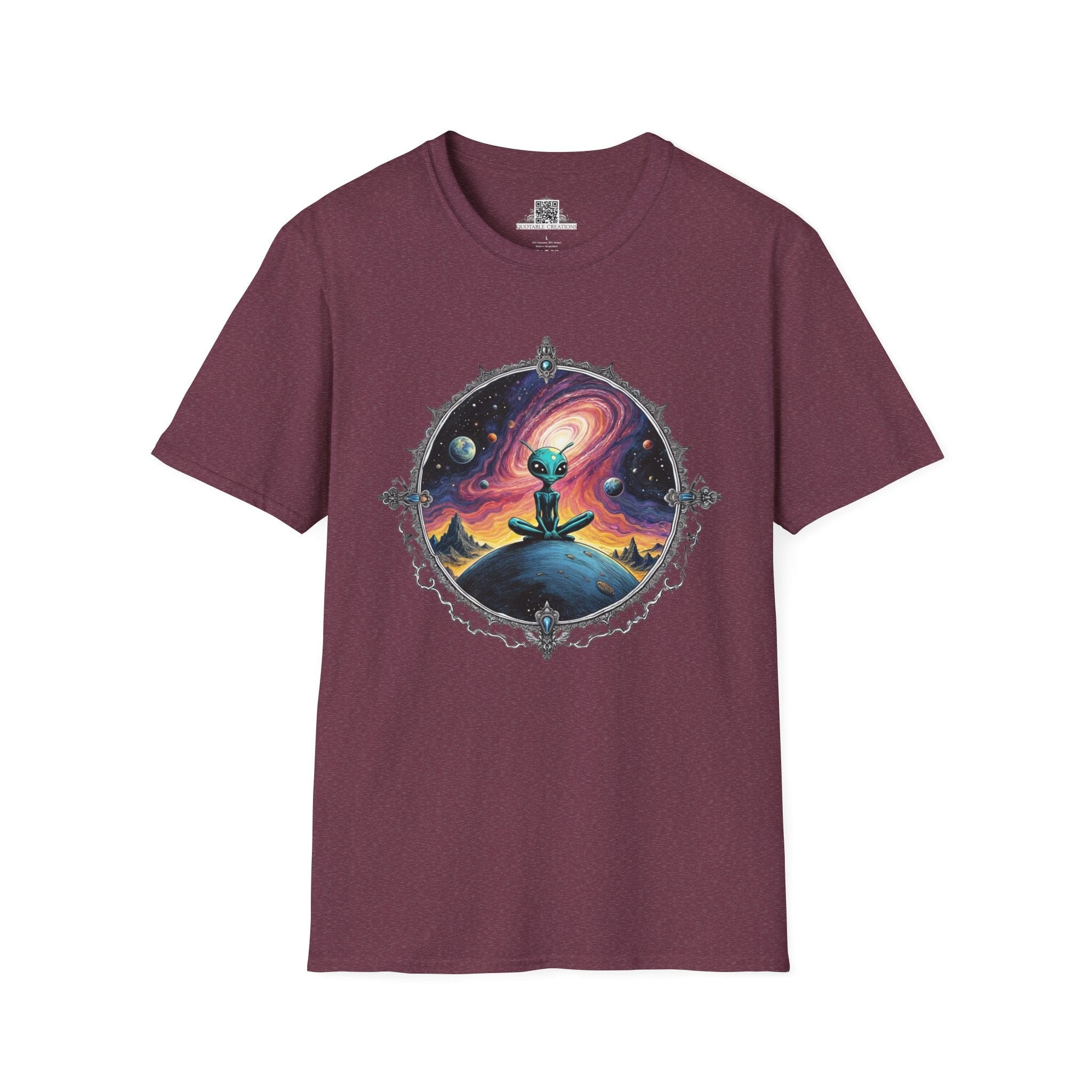 Printify T-Shirt S / Heather Maroon T-Shirt - Exploring the Cosmos, One Planet at a Time! - Alien & Space