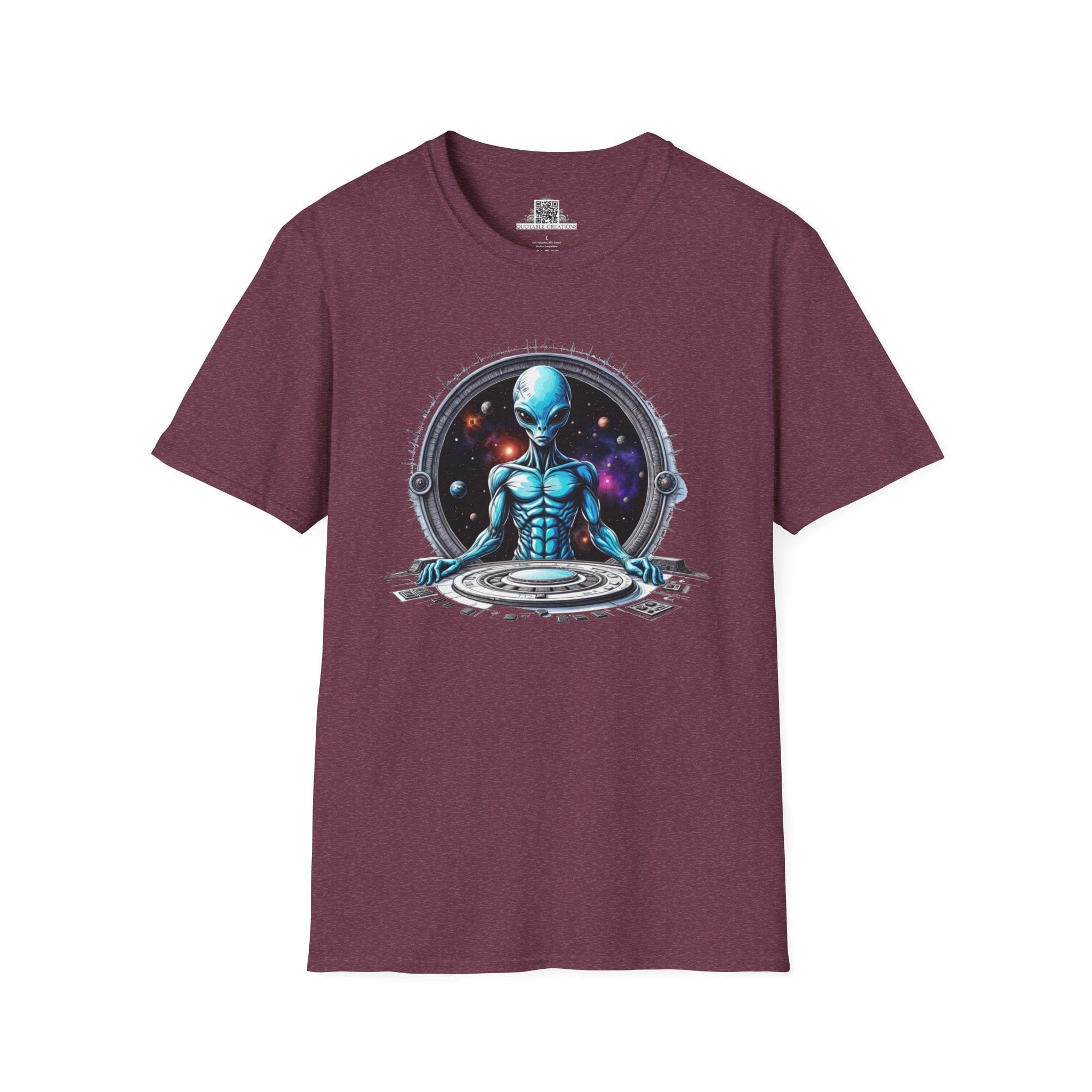 Printify T-Shirt S / Heather Maroon T-Shirt - Galactic Traveler Ready for Cosmic Adventures! - Alien & Space