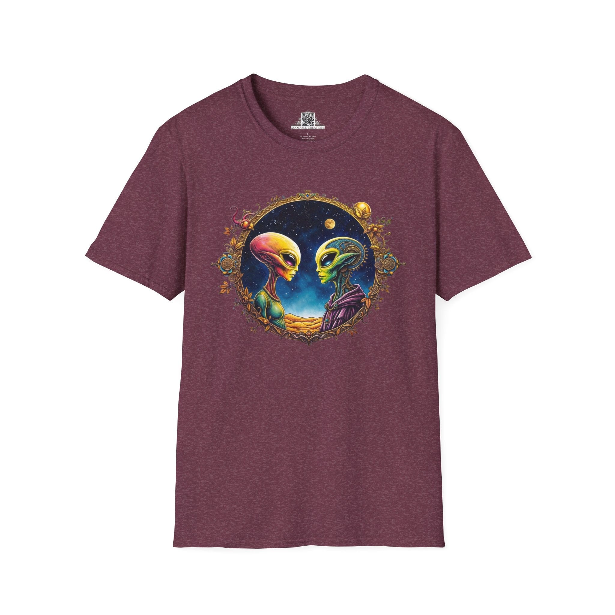 Printify T-Shirt S / Heather Maroon T-Shirt - We Are Not Alone - The Party Just Got Started! - Alien & Space