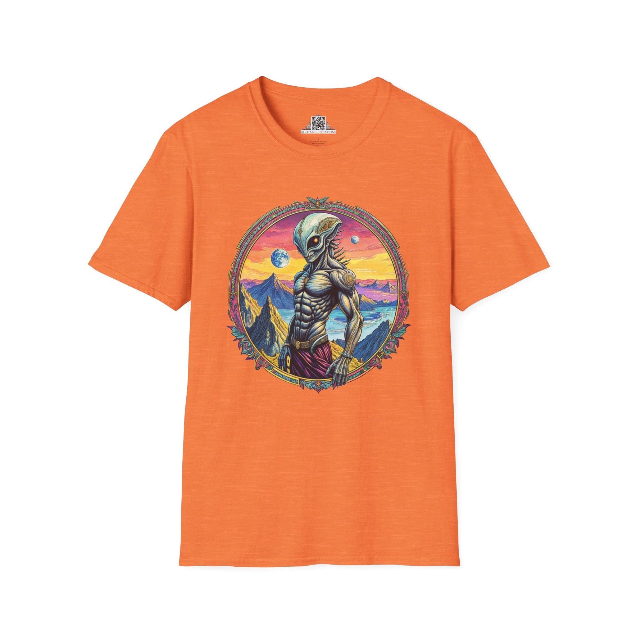 Printify T-Shirt S / Heather Orange T-Shirt - Adventures Beyond the Stars Await - Let’s Blast Off - Alien & Space