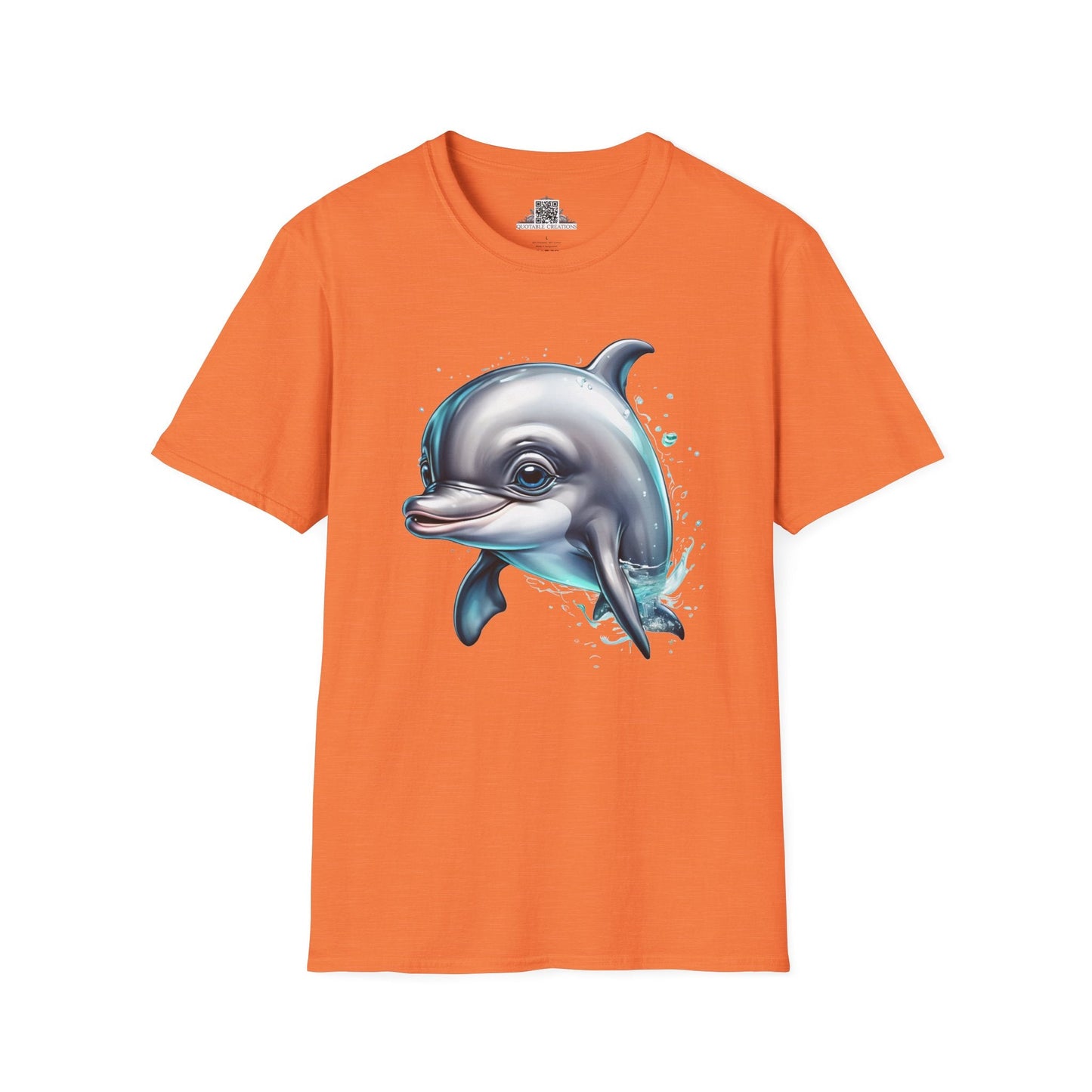 Printify T-Shirt S / Heather Orange T-Shirt - Baby Dolphin - Hyper Cute
