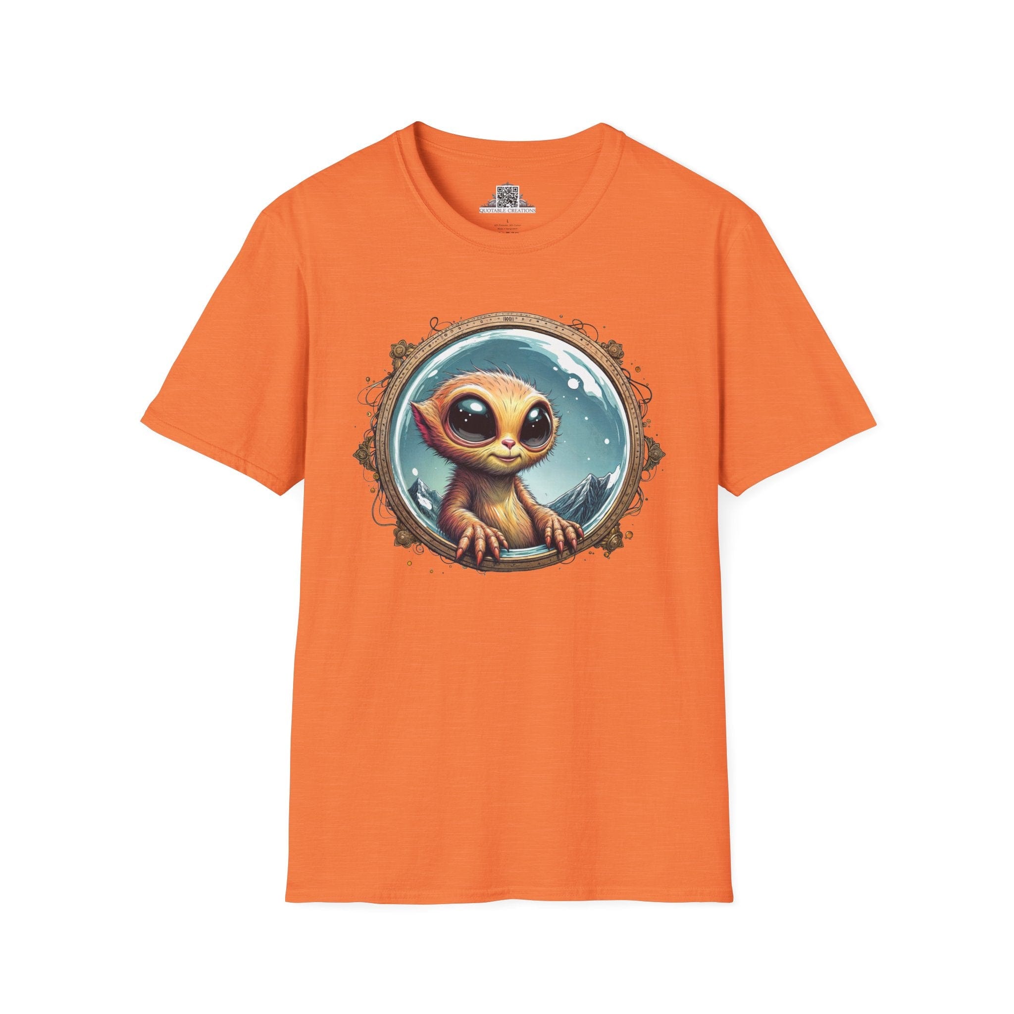Printify T-Shirt S / Heather Orange T-Shirt - Earthlings are Strange, But We Embrace the Weird! - Alien & Space