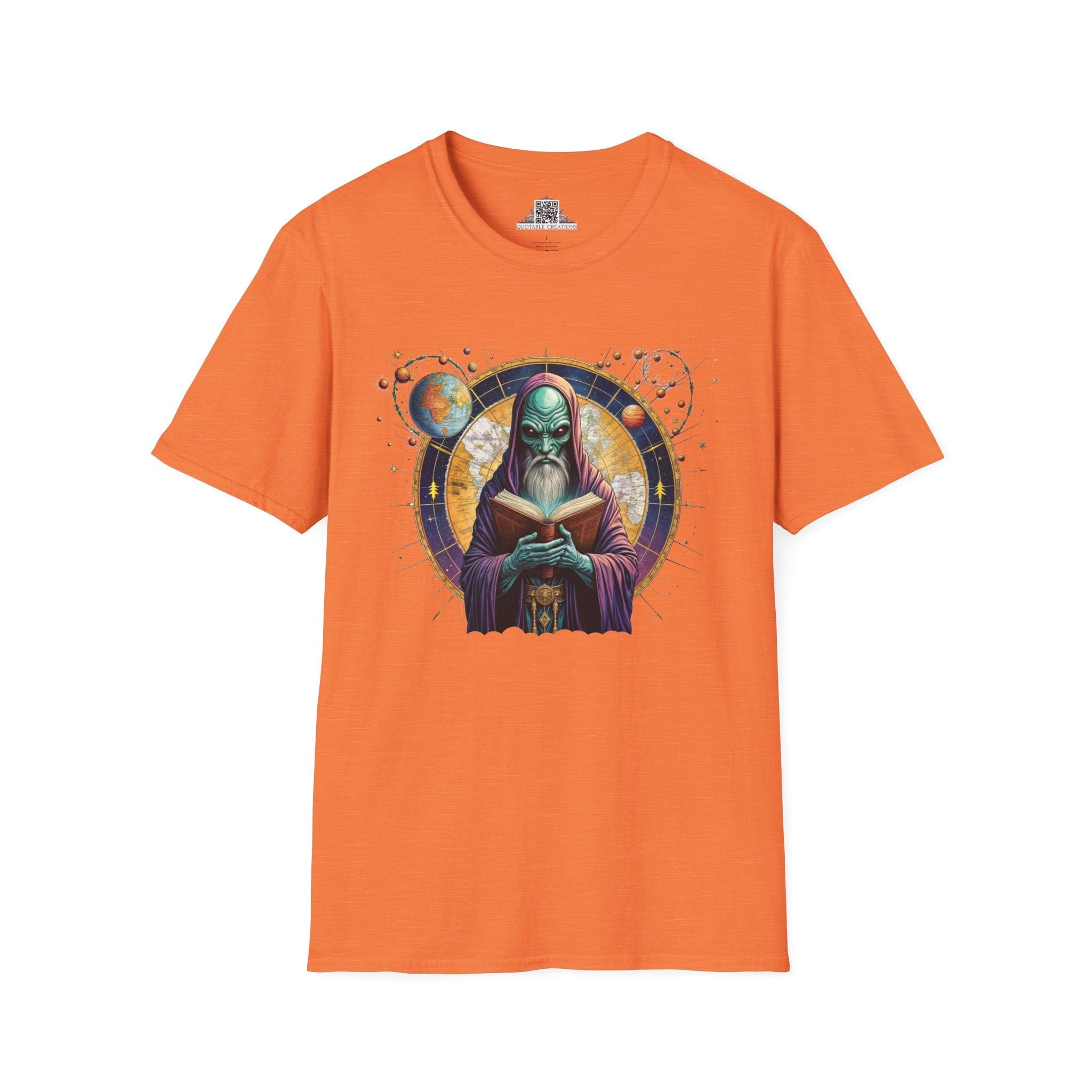 Printify T-Shirt S / Heather Orange T-Shirt - Intergalactic Mystery What's Behind Door Number 3 - Alien & Space