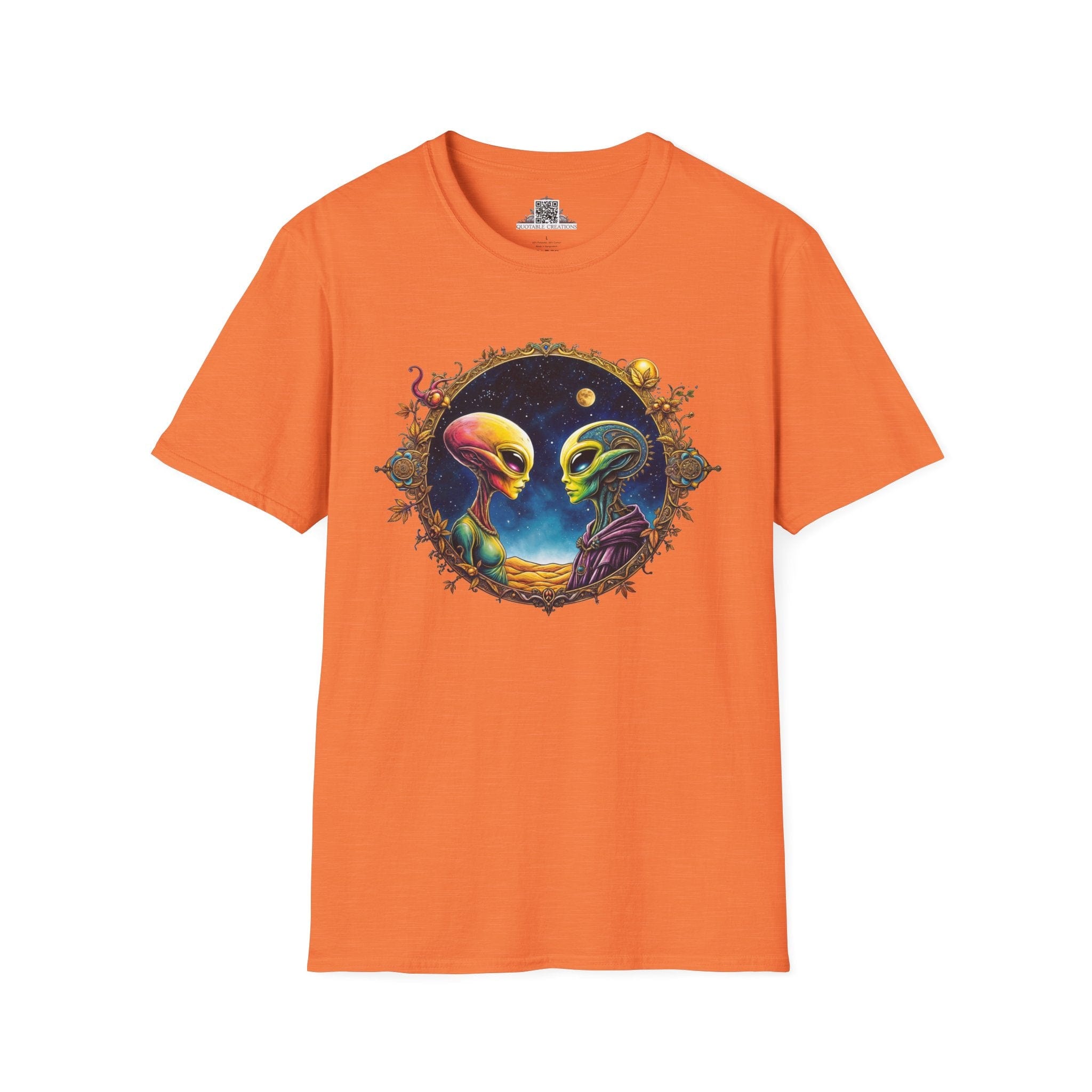 Printify T-Shirt S / Heather Orange T-Shirt - We Are Not Alone - The Party Just Got Started! - Alien & Space