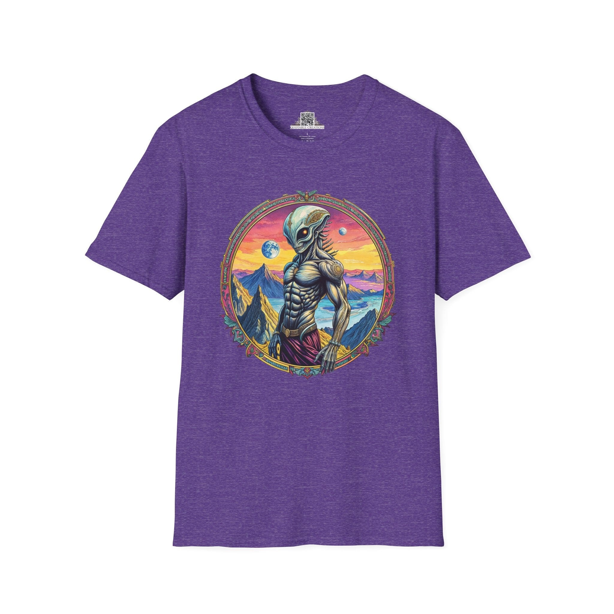 Printify T-Shirt S / Heather Purple T-Shirt - Adventures Beyond the Stars Await - Let’s Blast Off - Alien & Space