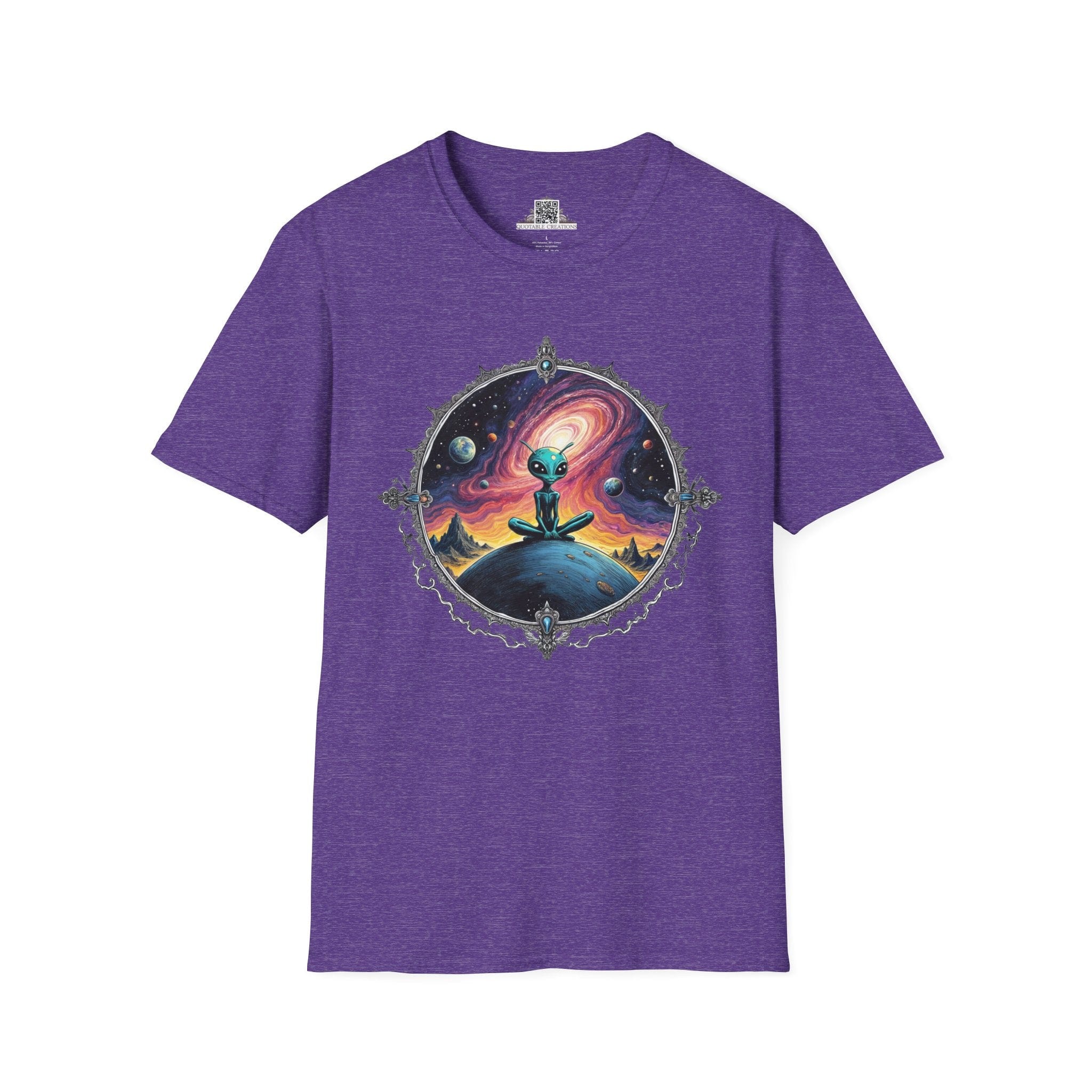 Printify T-Shirt S / Heather Purple T-Shirt - Exploring the Cosmos, One Planet at a Time! - Alien & Space