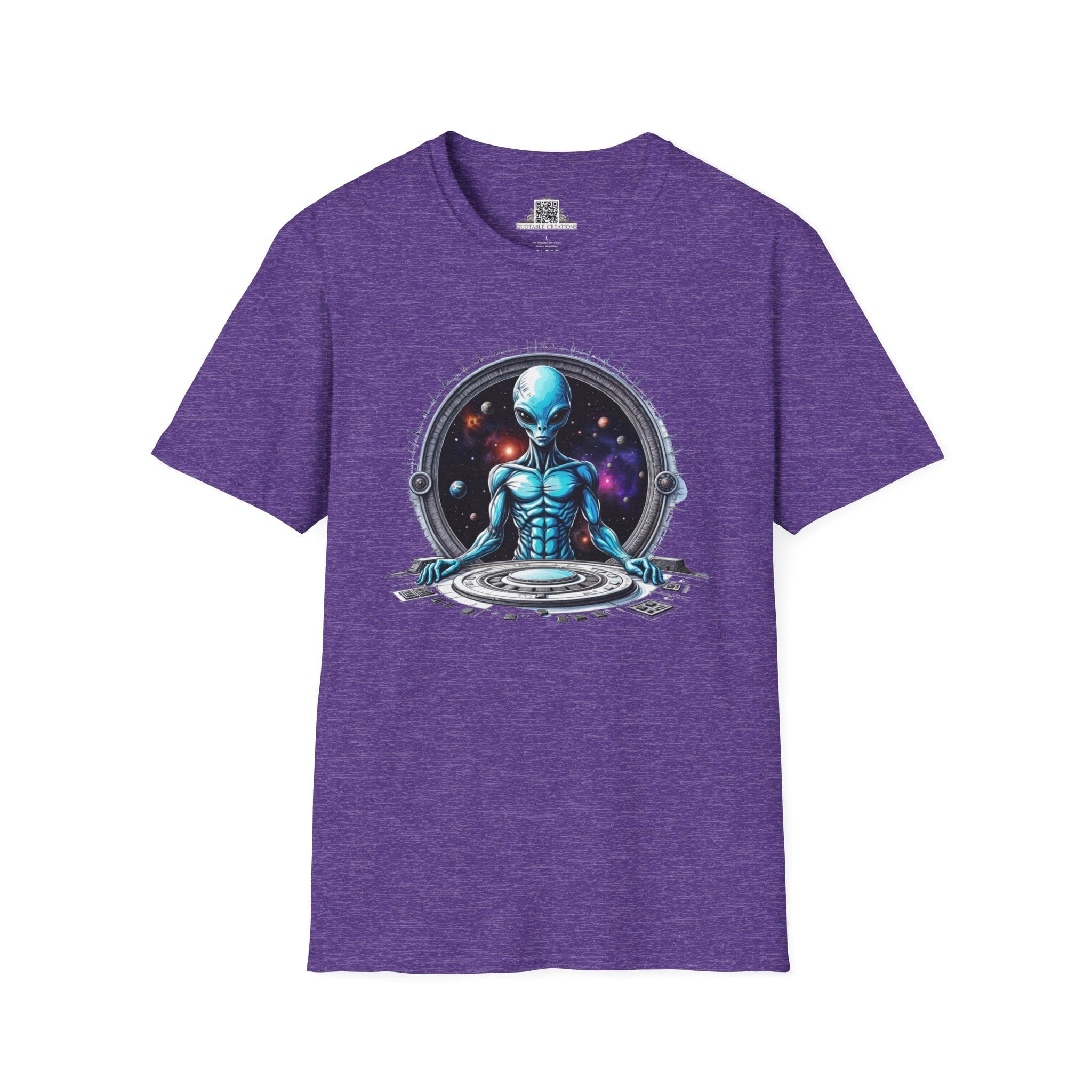 Printify T-Shirt S / Heather Purple T-Shirt - Galactic Traveler Ready for Cosmic Adventures! - Alien & Space