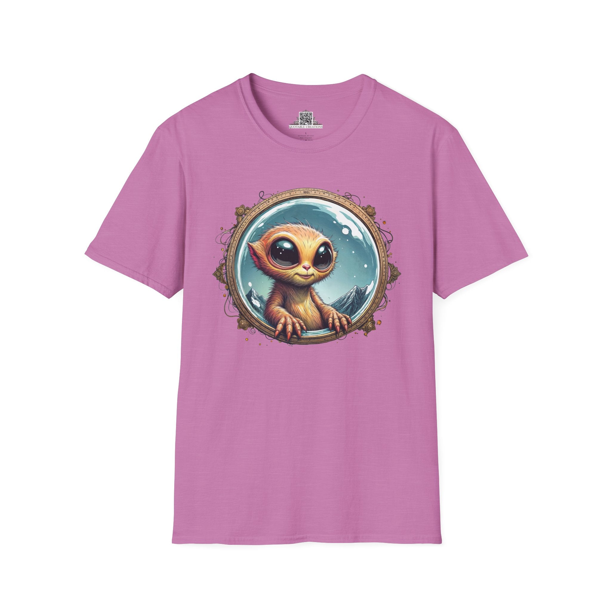 Printify T-Shirt S / Heather Radiant Orchid T-Shirt - Earthlings are Strange, But We Embrace the Weird! - Alien & Space