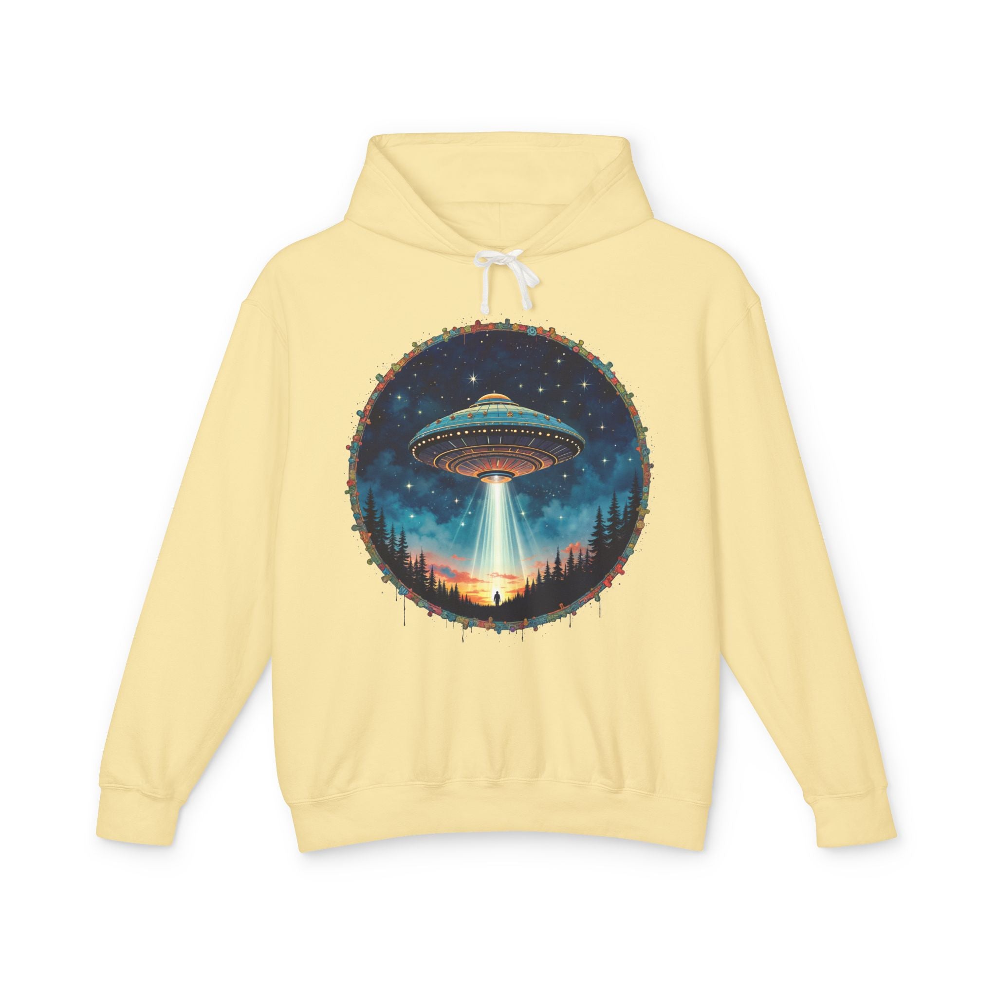 Hover Above UFO Cosmic - Lightweight Hoodie Hoodie Printify S Butter