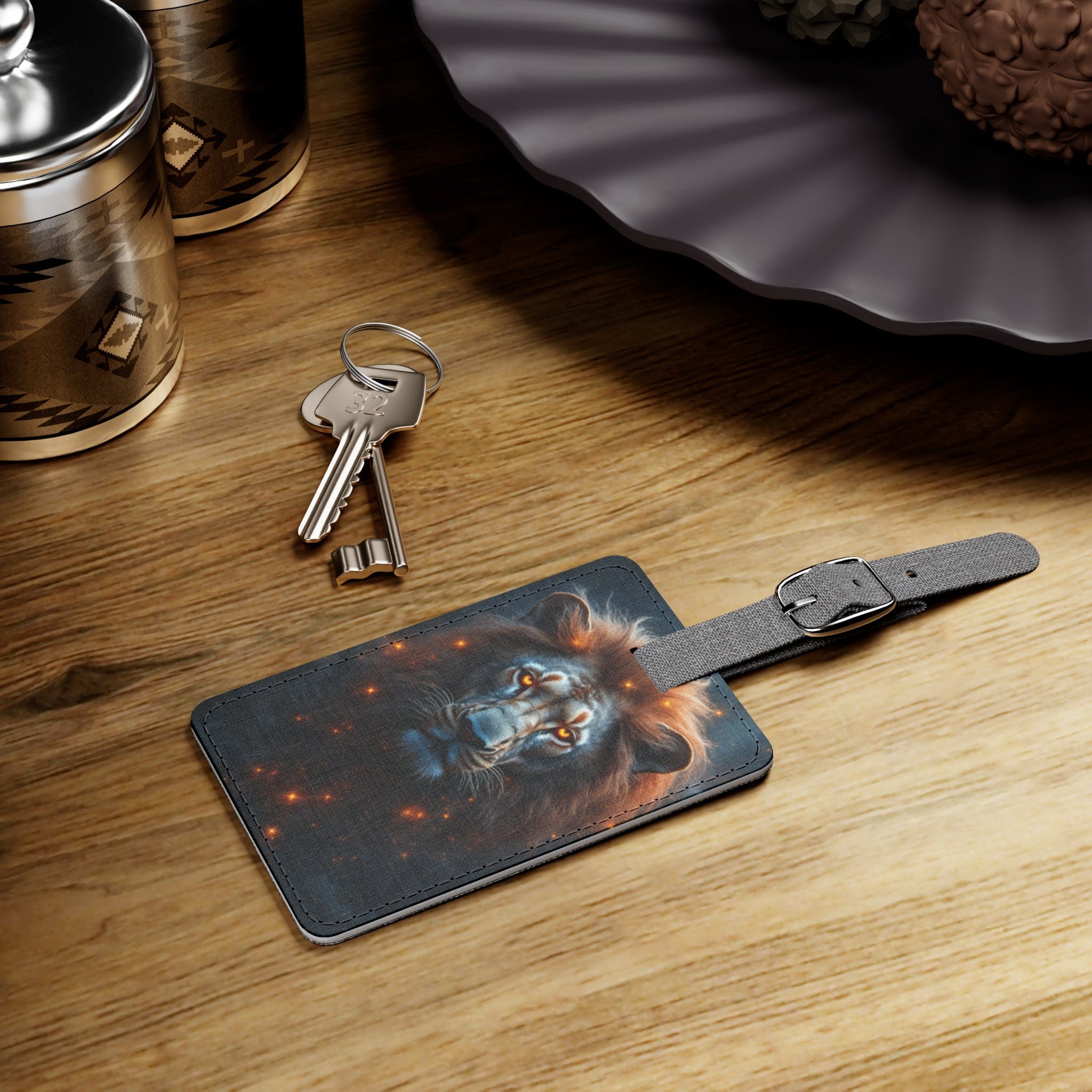 Printify Accessories One size / Rectangle Lion Design Luggage Tag Unique Travel Accessory, Gift for Travelers, Personalized Luggage Identification, Stylish Bag Tag, Safari