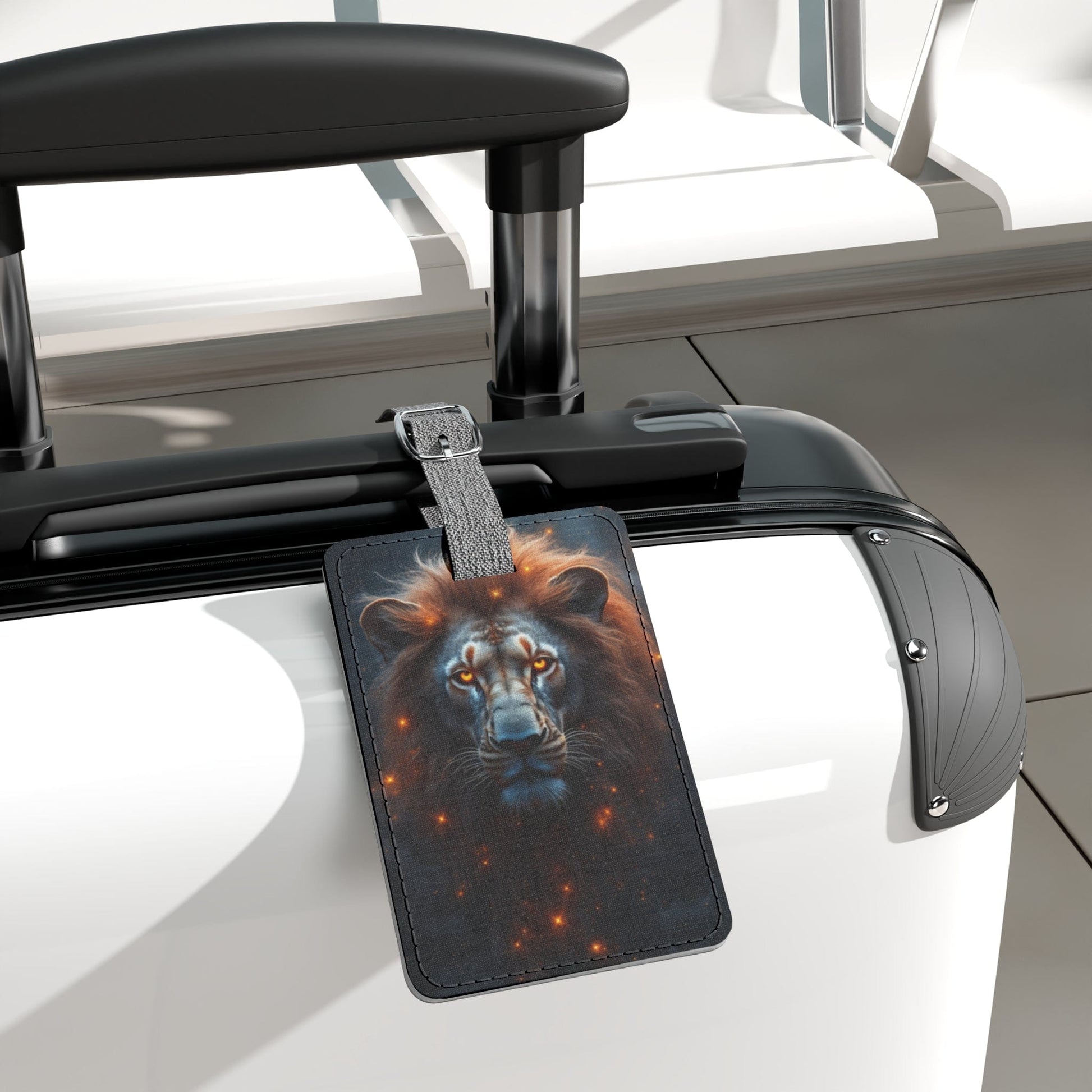 Printify Accessories One size / Rectangle Lion Design Luggage Tag Unique Travel Accessory, Gift for Travelers, Personalized Luggage Identification, Stylish Bag Tag, Safari