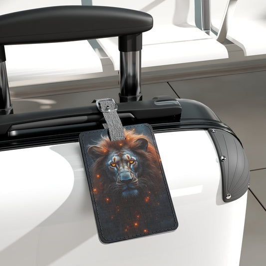 Printify Accessories One size / Rectangle Lion Design Luggage Tag Unique Travel Accessory, Gift for Travelers, Personalized Luggage Identification, Stylish Bag Tag, Safari