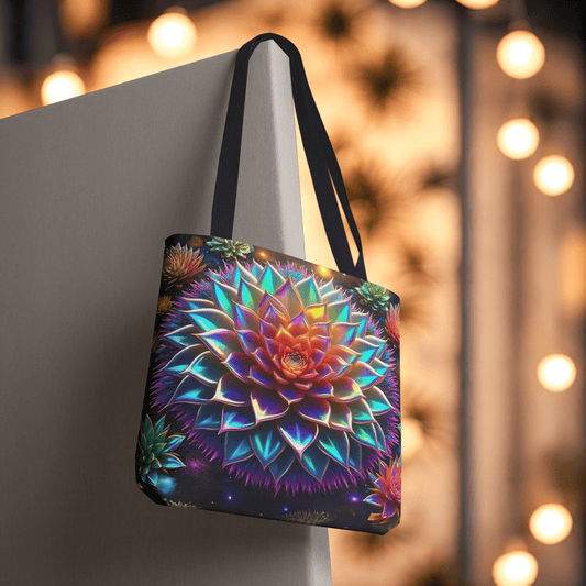 Printify Bags Colorful Succulent Tote Bag - Vibrant Floral Pattern for Everyday Use, Eco-Friendly Shopping, Gift for Plant Lovers, Boho Style