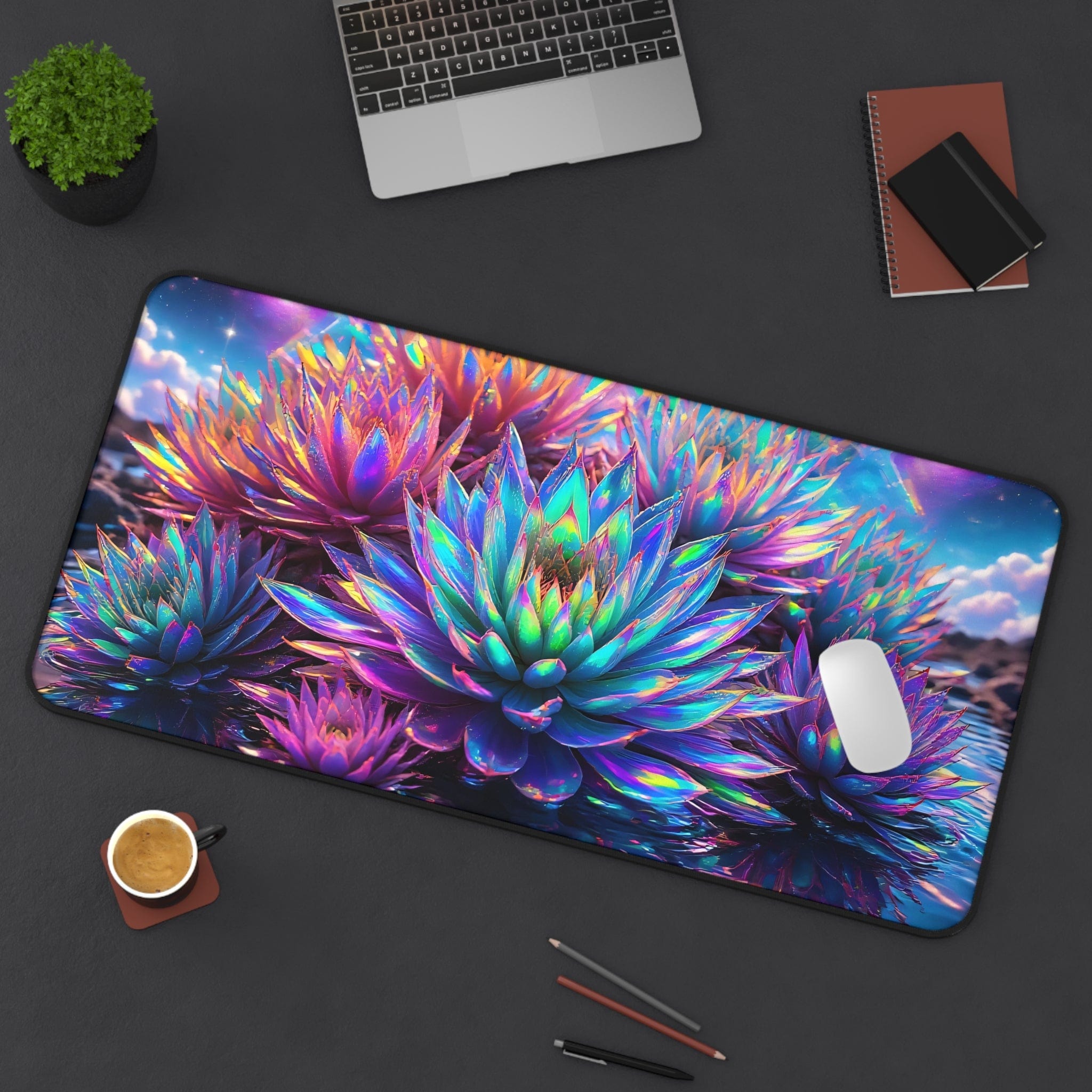 Printify Home Decor 16" × 32" Vibrant Floral Desk Mat for Home Office, Gamer Mouse Pad, Colorful Workspace Decor, Eco-Friendly Gift, Office Accessories