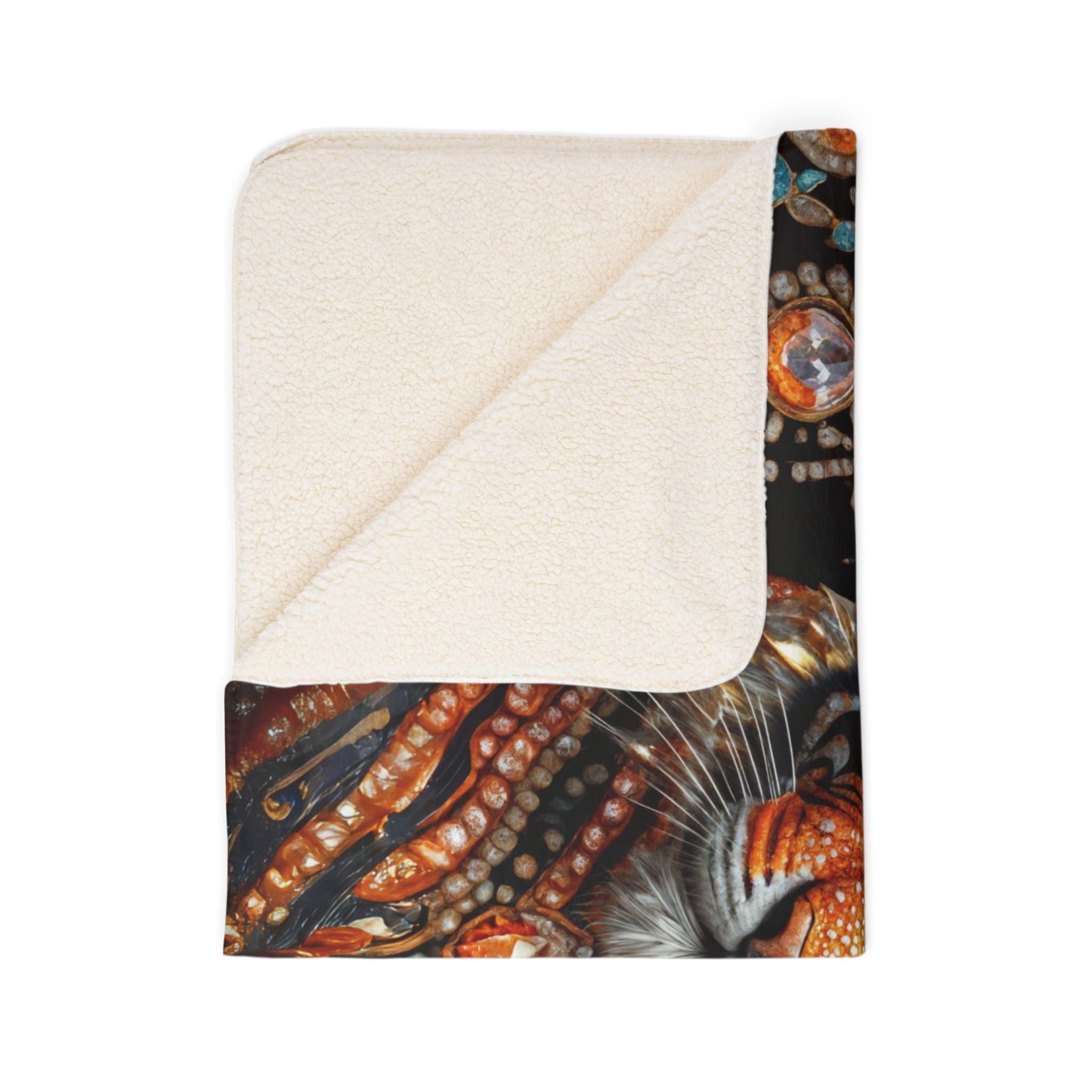 Printify Home Decor 50" × 60" / Beige Gem Flower Tiger - Sherpa Blanket