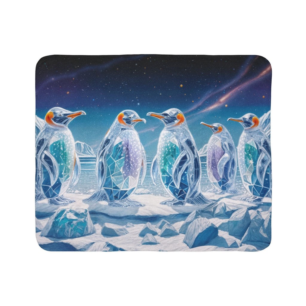 Printify Home Decor 50" × 60" / Grey Crystal Penguins - Sherpa Blanket