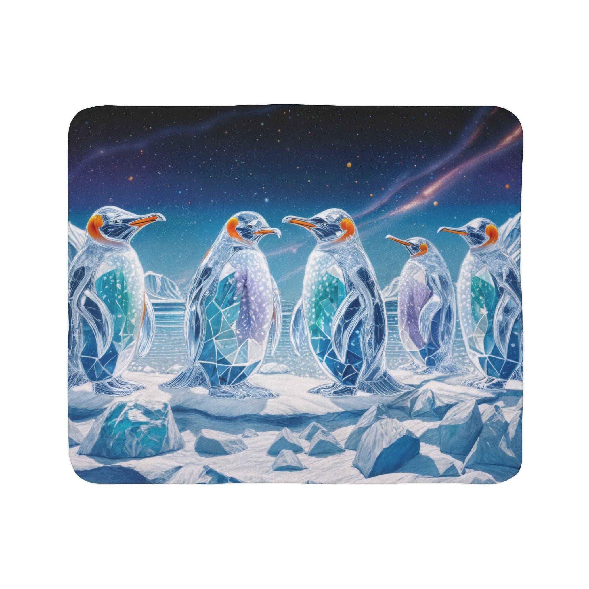 Printify Home Decor 50" × 60" / Grey Crystal Penguins - Sherpa Blanket