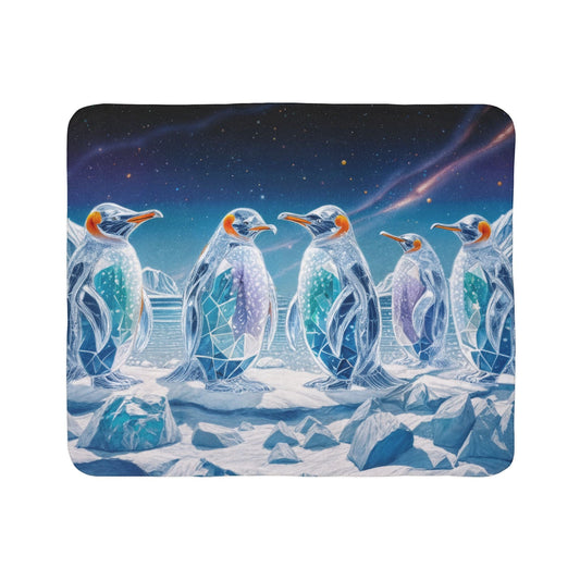 Printify Home Decor 50" × 60" / Grey Crystal Penguins - Sherpa Blanket