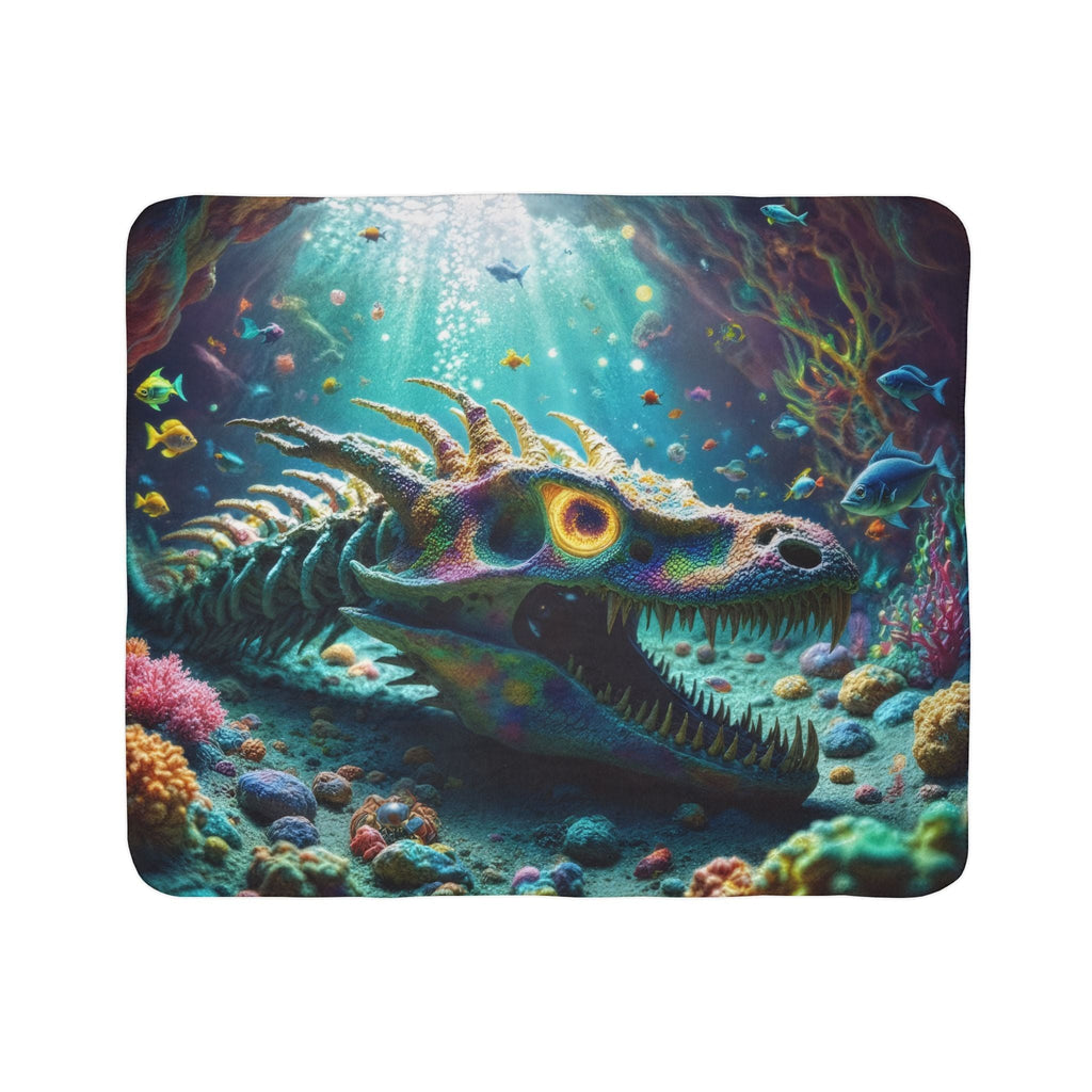 Printify Home Decor 50" × 60" / Grey Dragon Bones Underwater - Sherpa Blanket