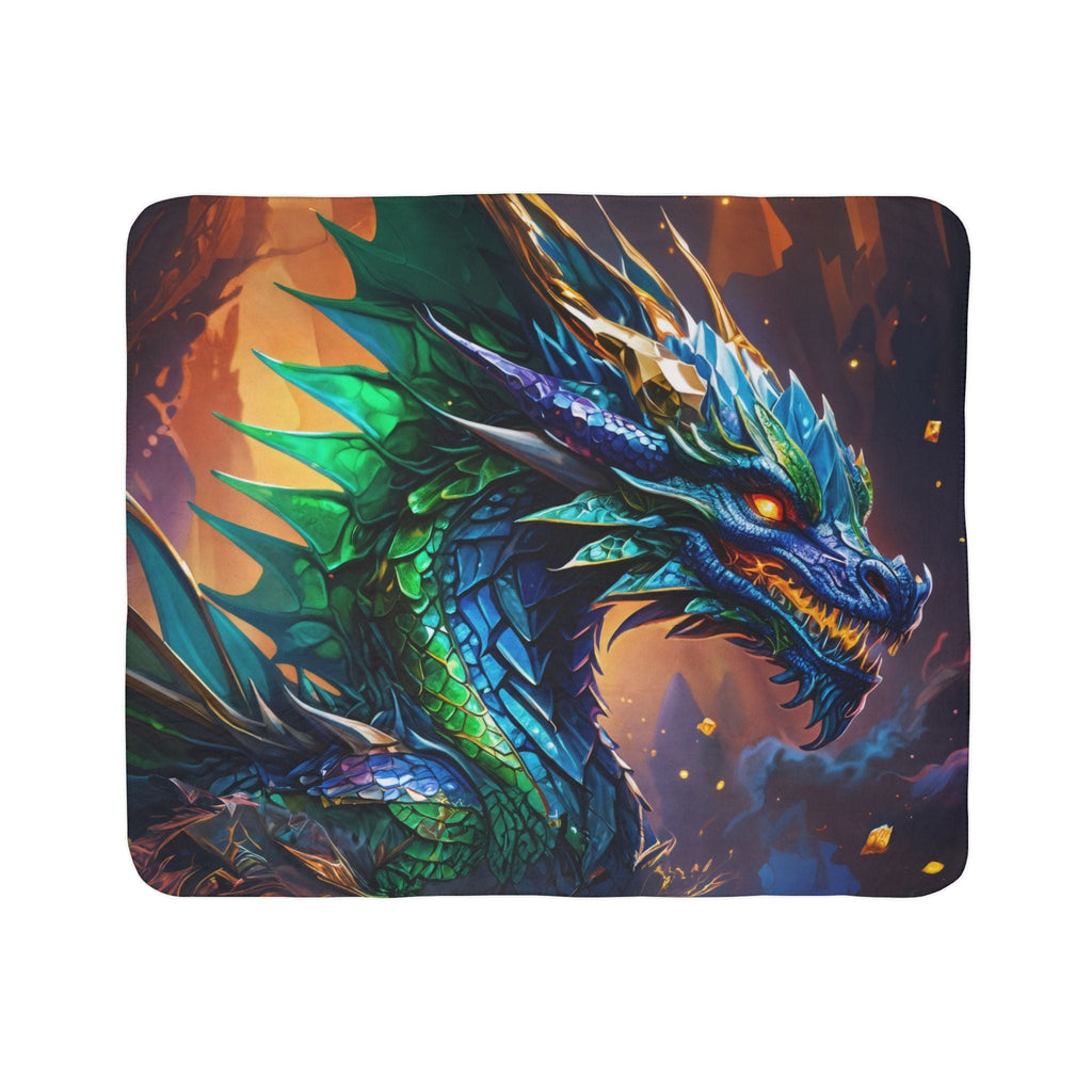 Printify Home Decor 50" × 60" / Grey Gem Cave Dragon - Sherpa Blanket