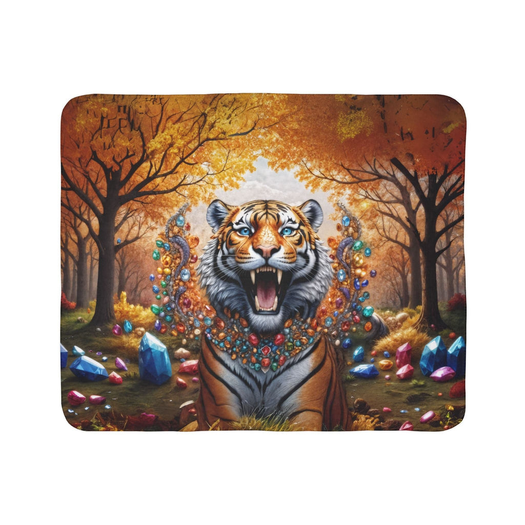 Printify Home Decor 50" × 60" / Grey Gem Forest Tiger - Sherpa Blanket