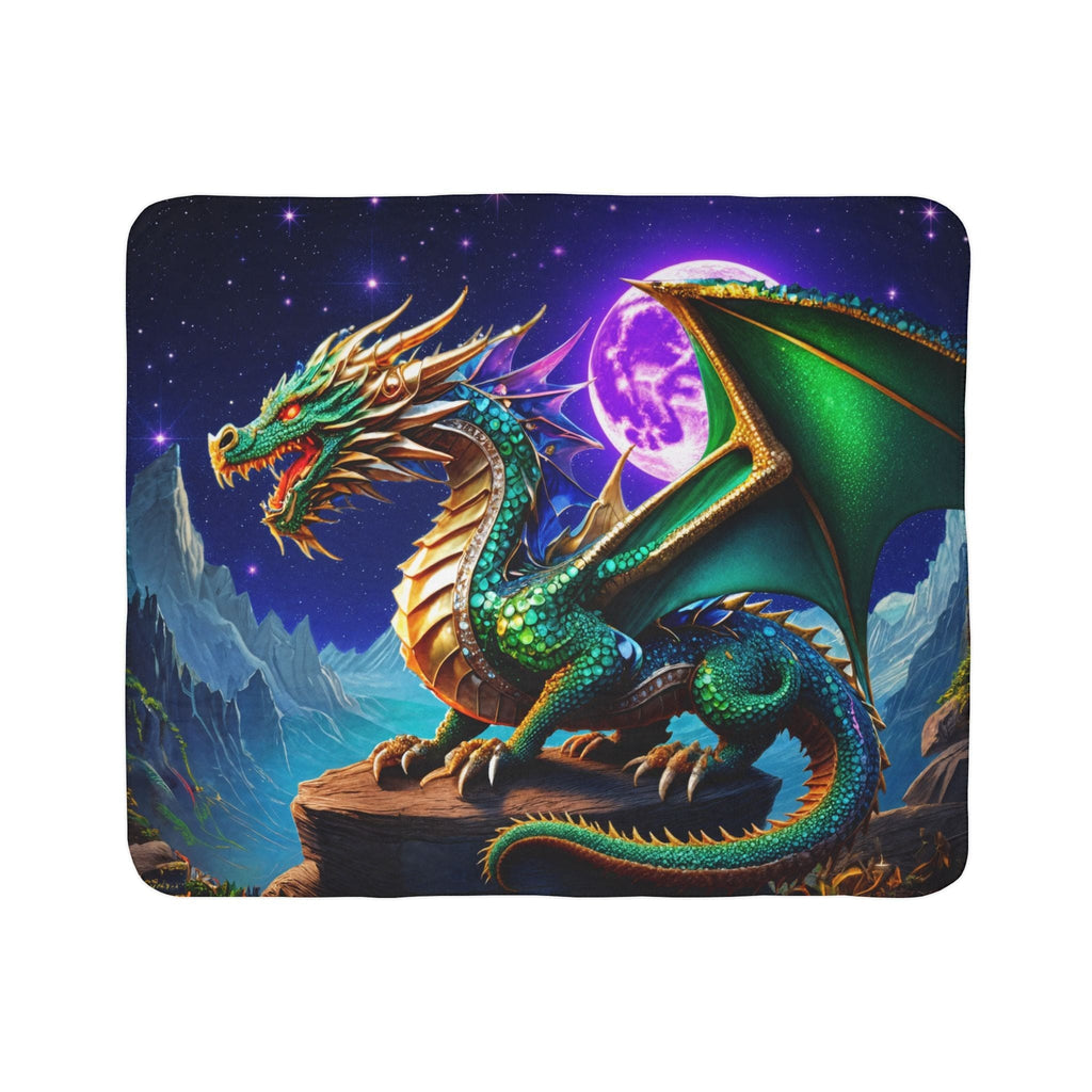 Printify Home Decor 50" × 60" / Grey Gem Moon Dragon - Sherpa Blanket