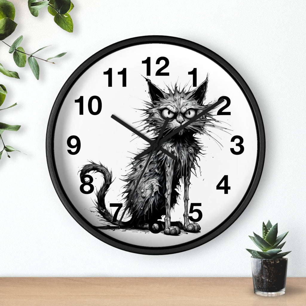 Printify Home Decor Black Base / Black / 10" Cat I'm Fine O'clock - Wall Clock, Whimsical Timepiece, Fun Animal Clock