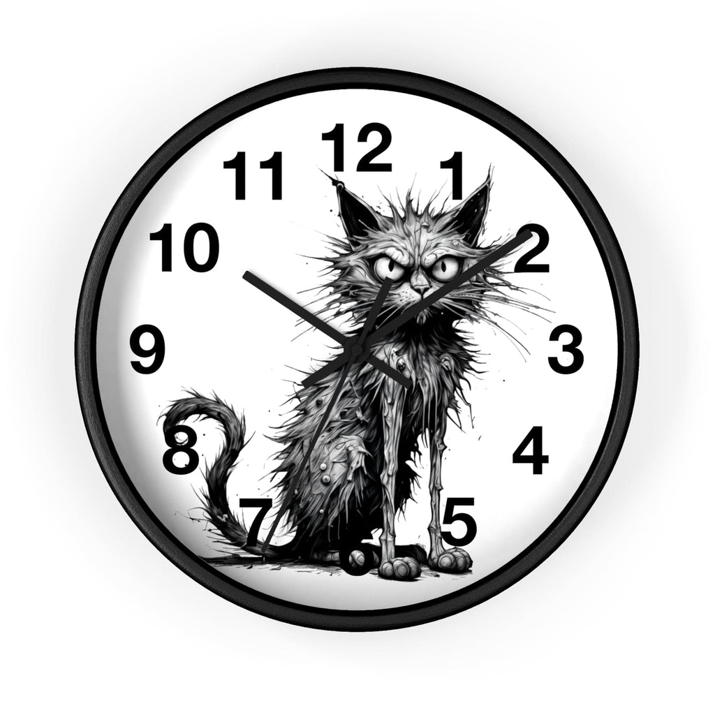 Printify Home Decor Black Base / Black / 10" Cat I'm Fine O'clock - Wall Clock, Whimsical Timepiece, Fun Animal Clock