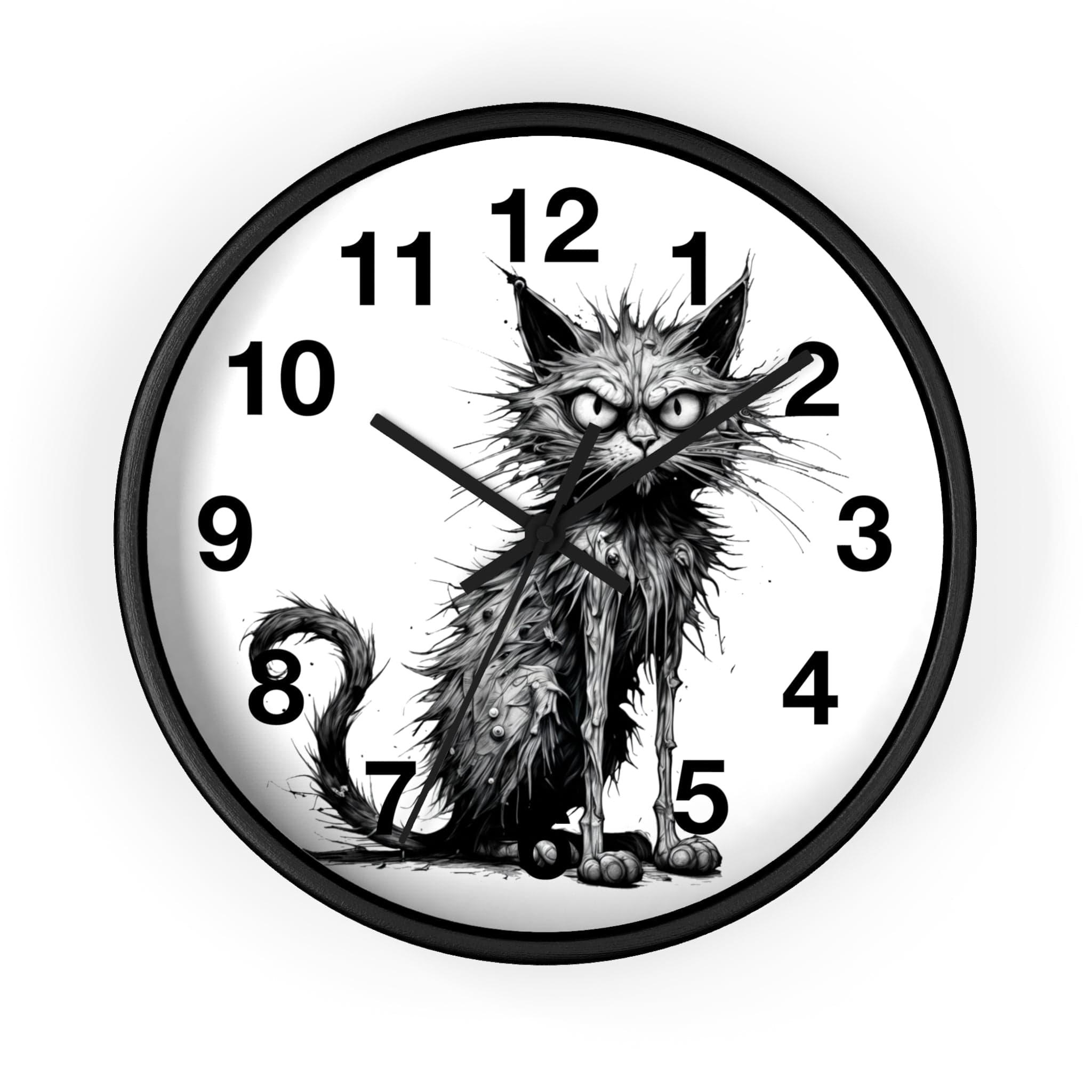Printify Home Decor Black Base / Black / 10" Cat I'm Fine O'clock - Wall Clock, Whimsical Timepiece, Fun Animal Clock