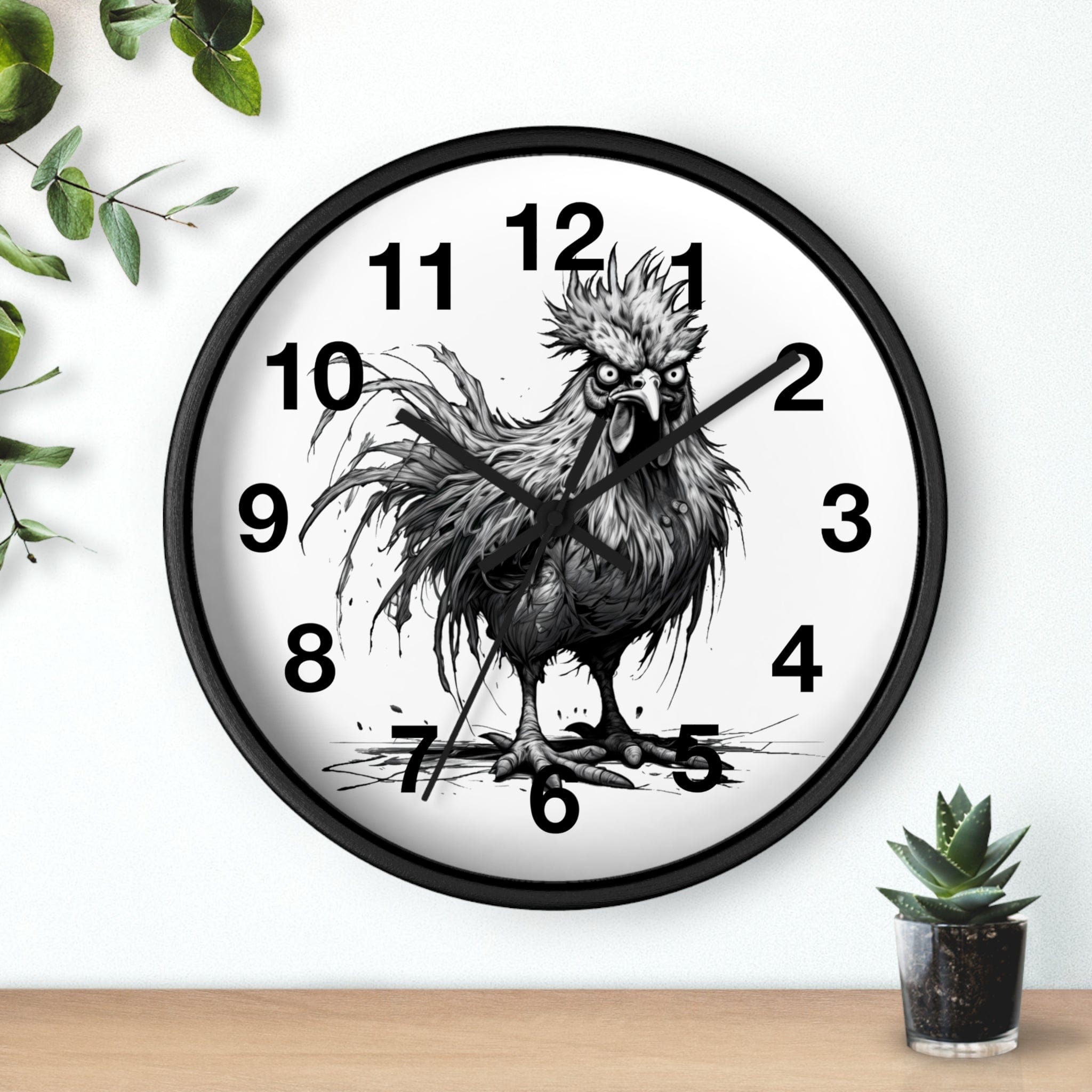 Printify Home Decor Black Base / Black / 10" Chicken I'm Fine Clock - Whimsical Timepiece, Mystery Theme Home Accent, Fun Space Clock