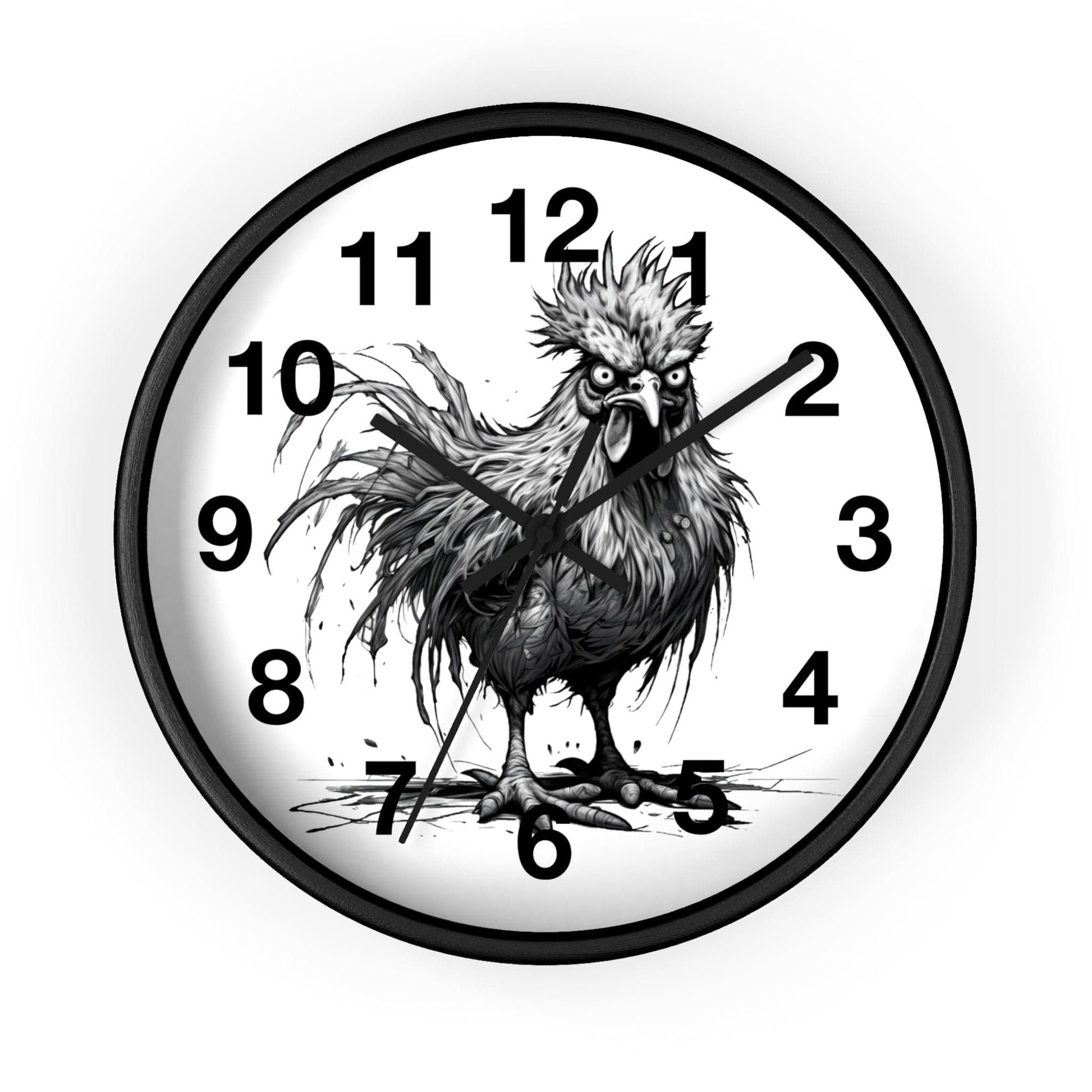 Printify Home Decor Black Base / Black / 10" Chicken I'm Fine Clock - Whimsical Timepiece, Mystery Theme Home Accent, Fun Space Clock