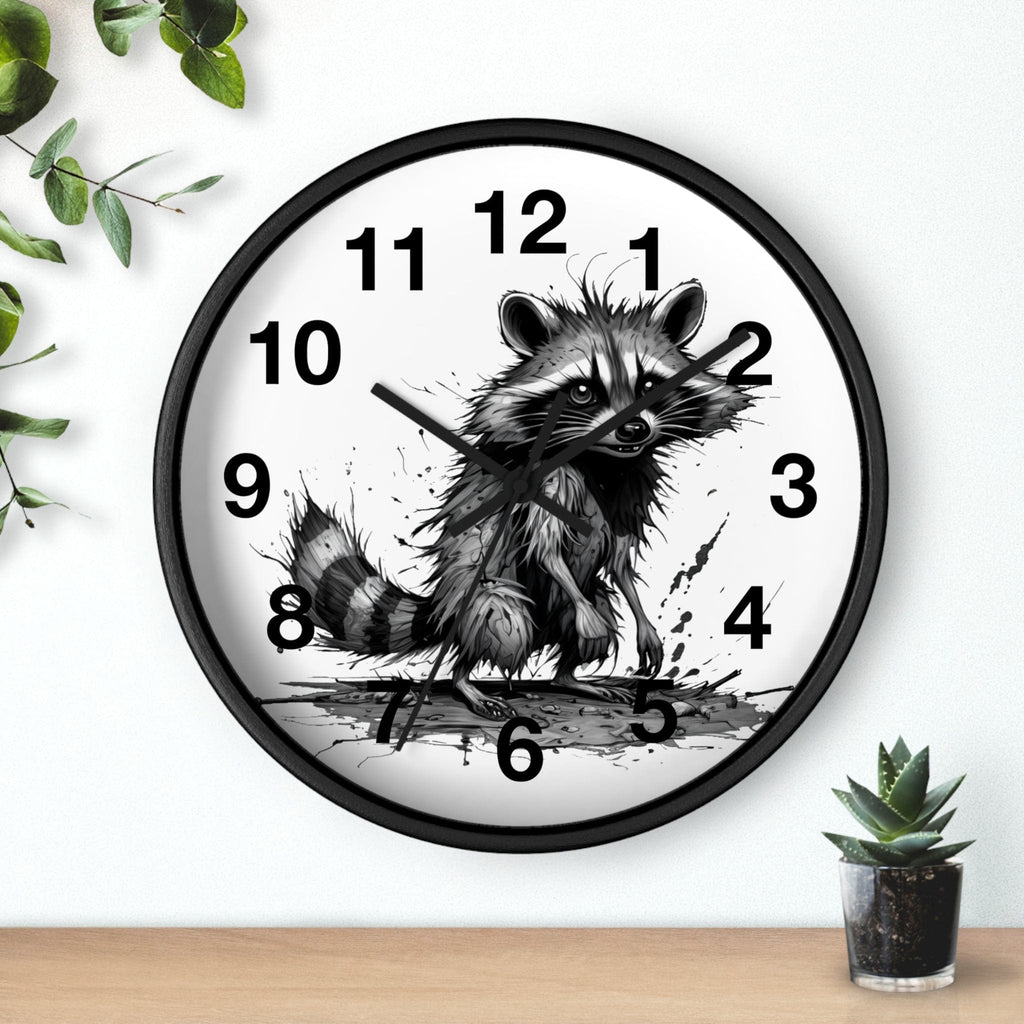 Printify Home Decor Black Base / Black / 10" Raccoon I'm Fine O'clock - Wall Clock, Whimsical Timepiece, Fun Animal Clock