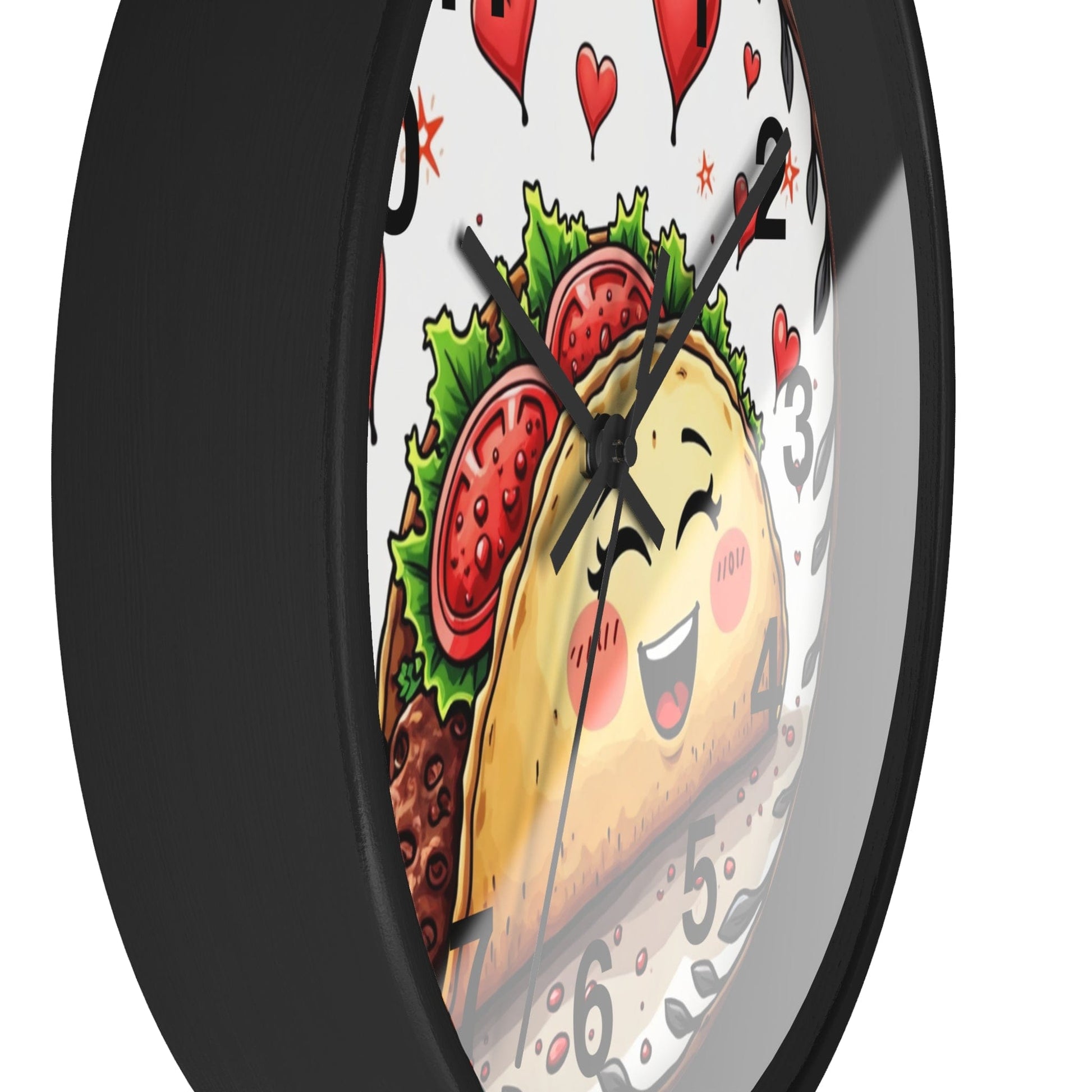 Printify Home Decor Black Base / Black / 10" Taco 'Bout Love O'clock - Wall Clock, Whimsical Timepiece, Fun Foodie Clock