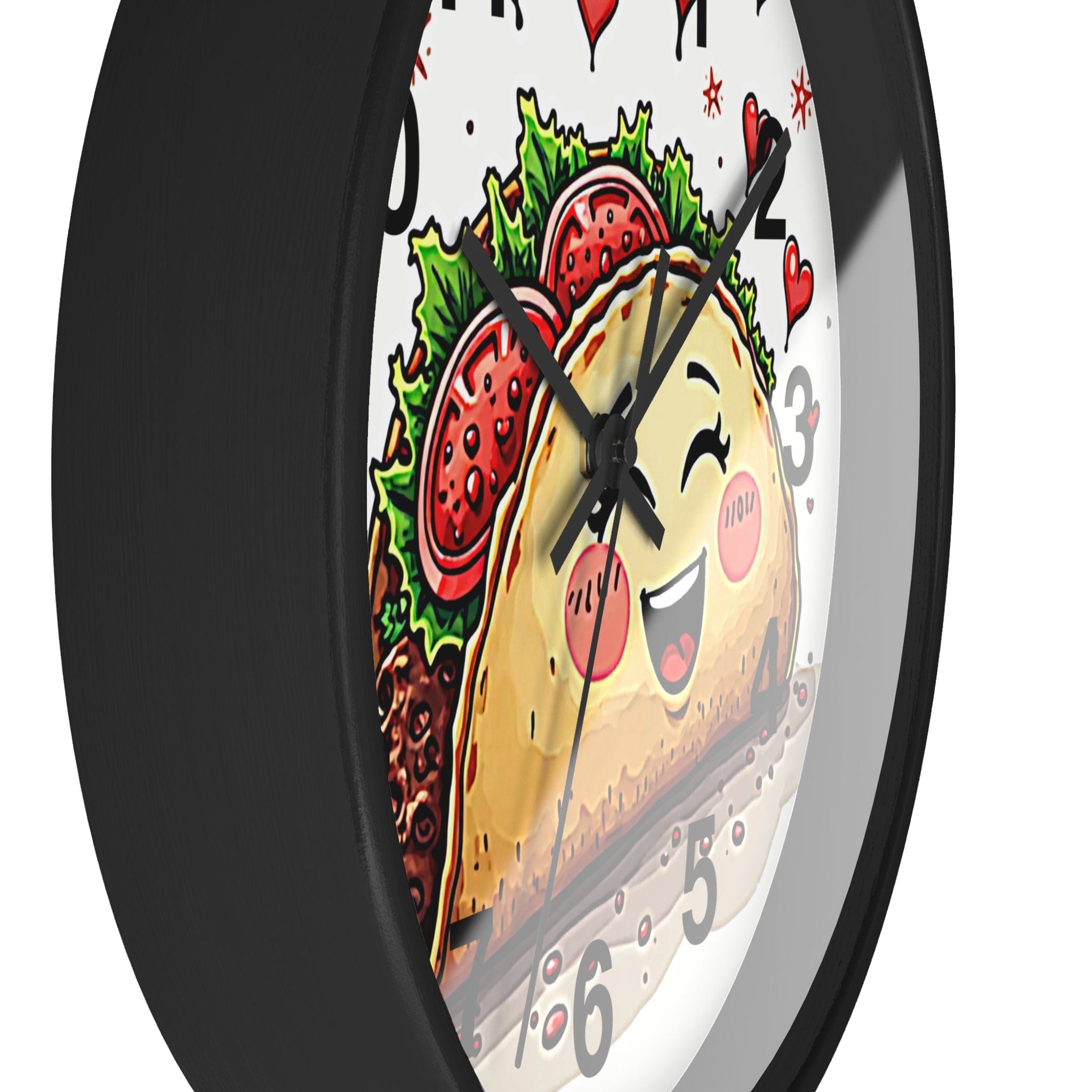 Printify Home Decor Black Base / Black / 10" Taco 'Bout Love O'clock - Wall Clock, Whimsical Timepiece, Fun Foodie Clock