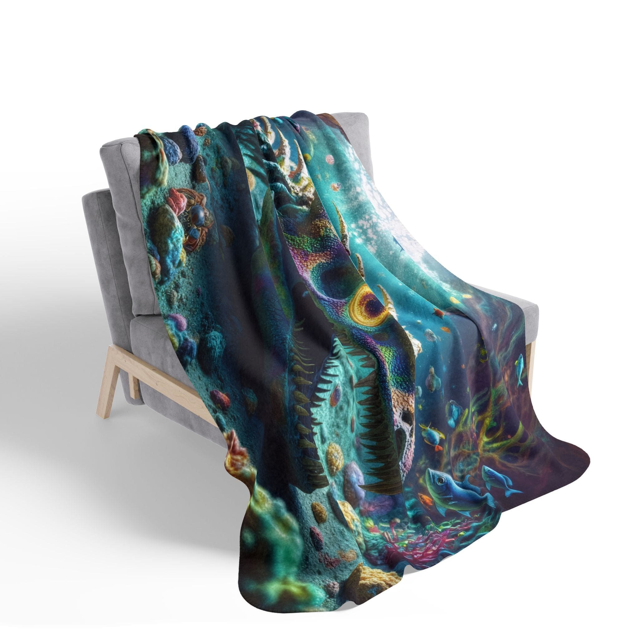 Printify Home Decor Dragon Bones Underwater - Sherpa Blanket