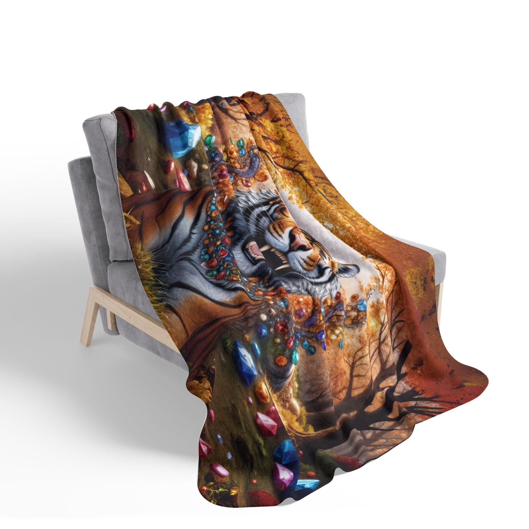 Printify Home Decor Gem Forest Tiger - Sherpa Blanket