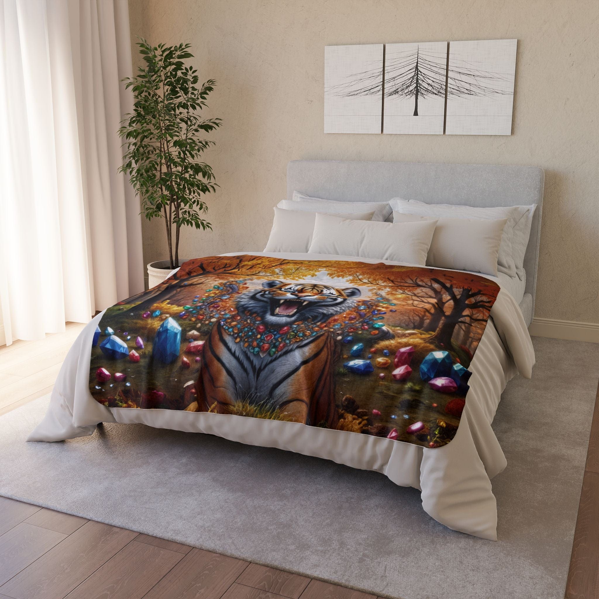 Printify Home Decor Gem Forest Tiger - Sherpa Blanket