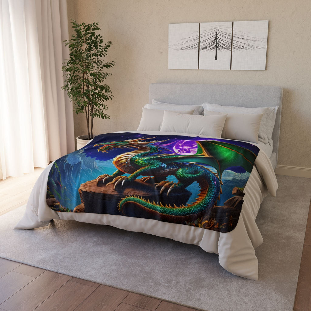 Printify Home Decor Gem Moon Dragon - Sherpa Blanket