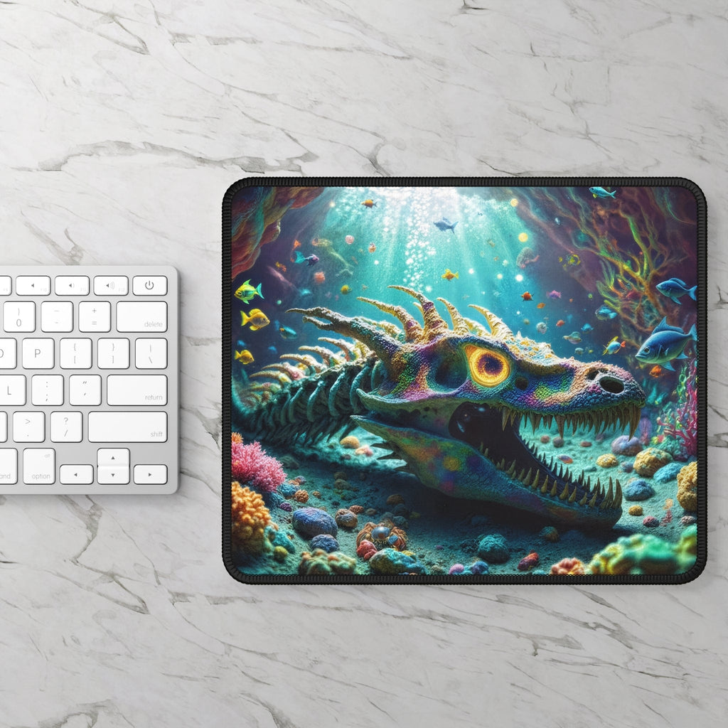 Printify Home Decor Rectangle / 9" × 7" Dragon Bones Underwater - Desk Mat Mouse Pad Gamer Gift Office Decor